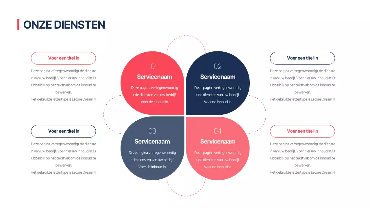 AGENDA ontwerp infographic met een strak concept in rood en marineblauw