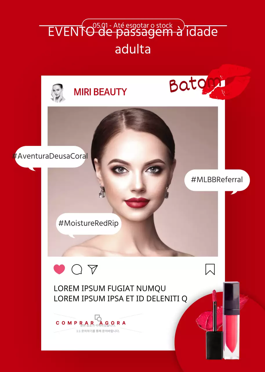 Tema de cosméticos para a maioridade no Instagram vermelho
