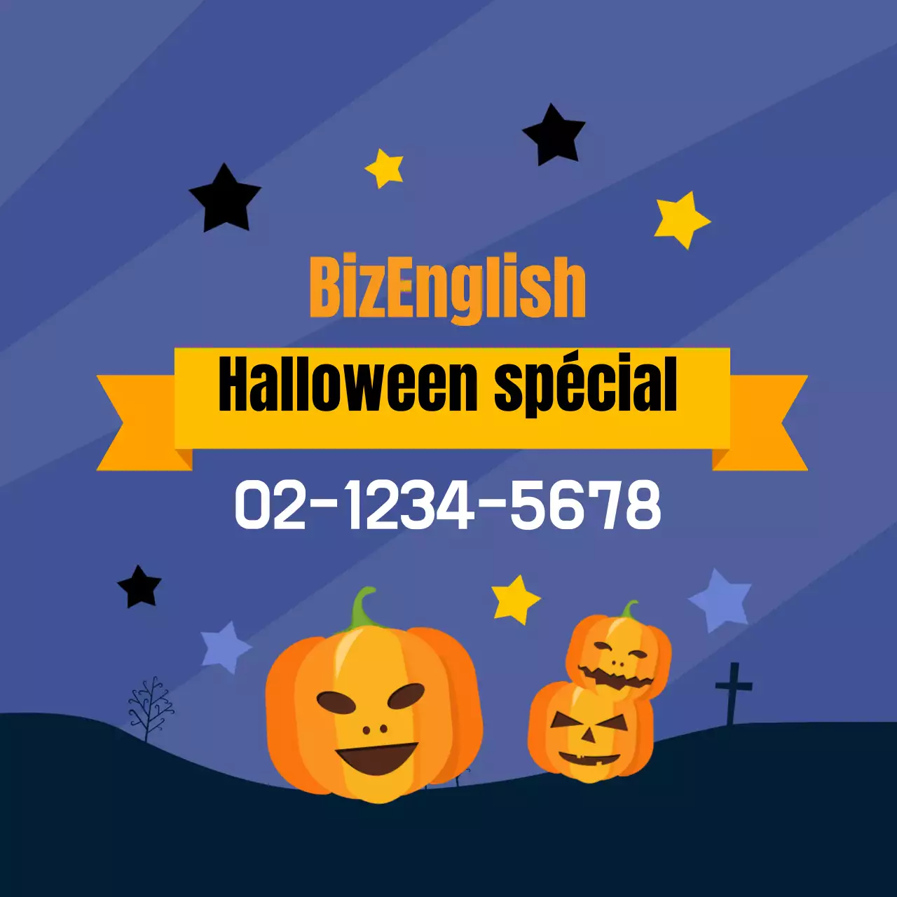 Orange Jaune Illustration Halloween École d'anglais Promotion