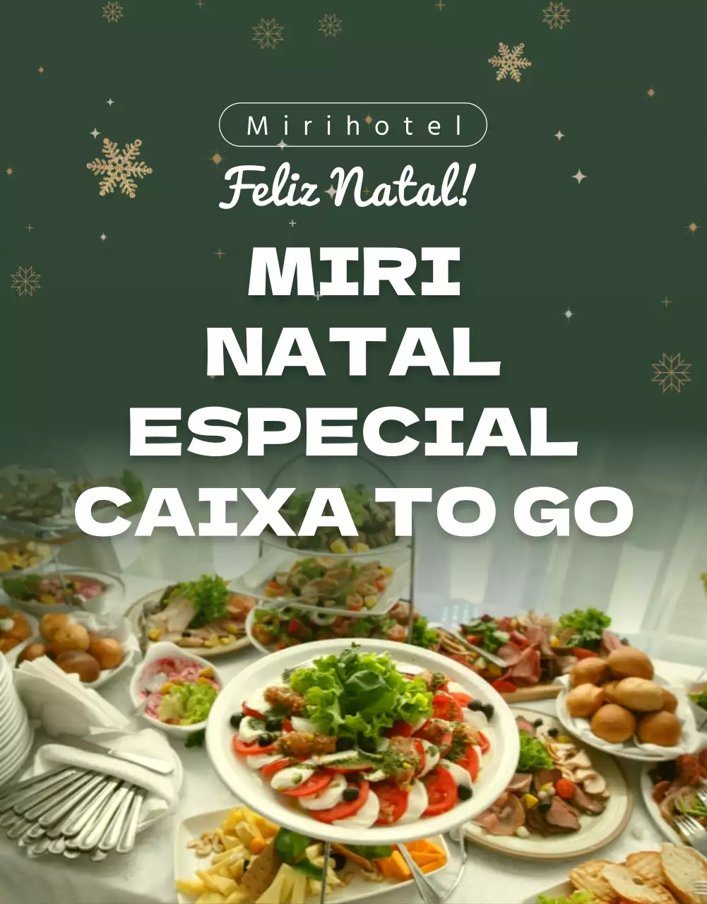 Pormenores do buffet de Natal verde e amarelo