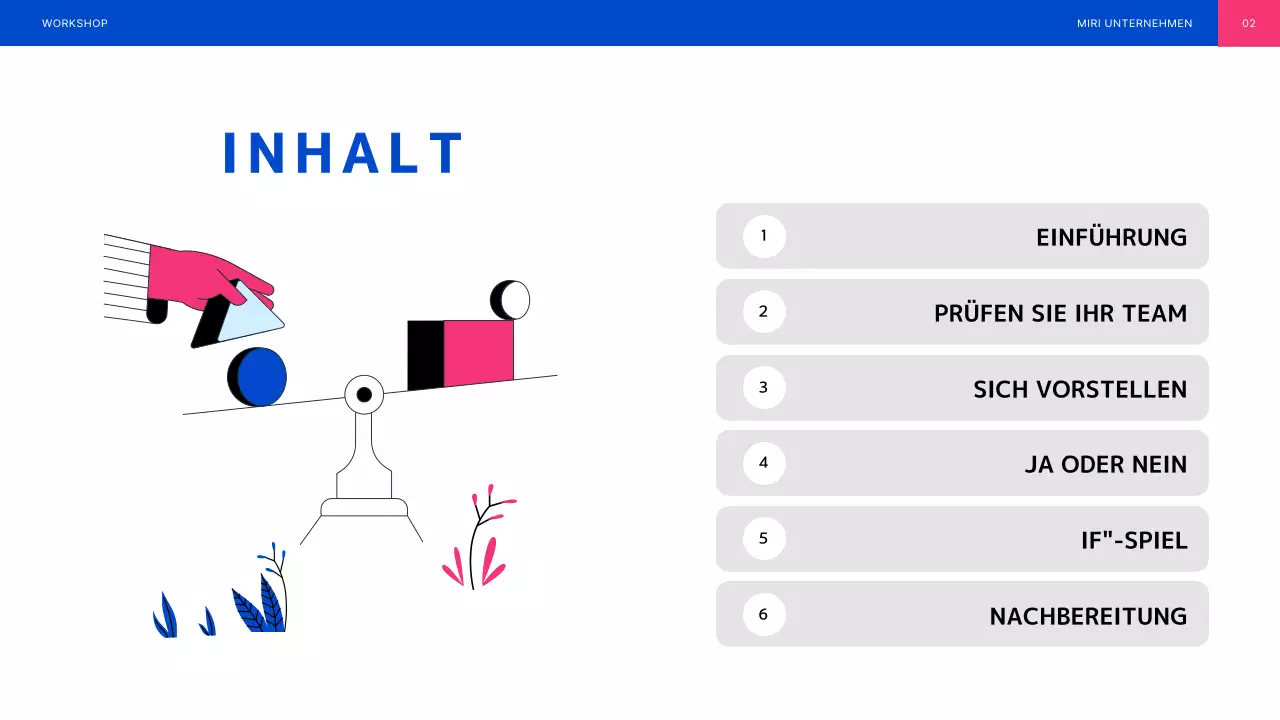 Blau und rosa illustrierter Teambuilding-Workshop