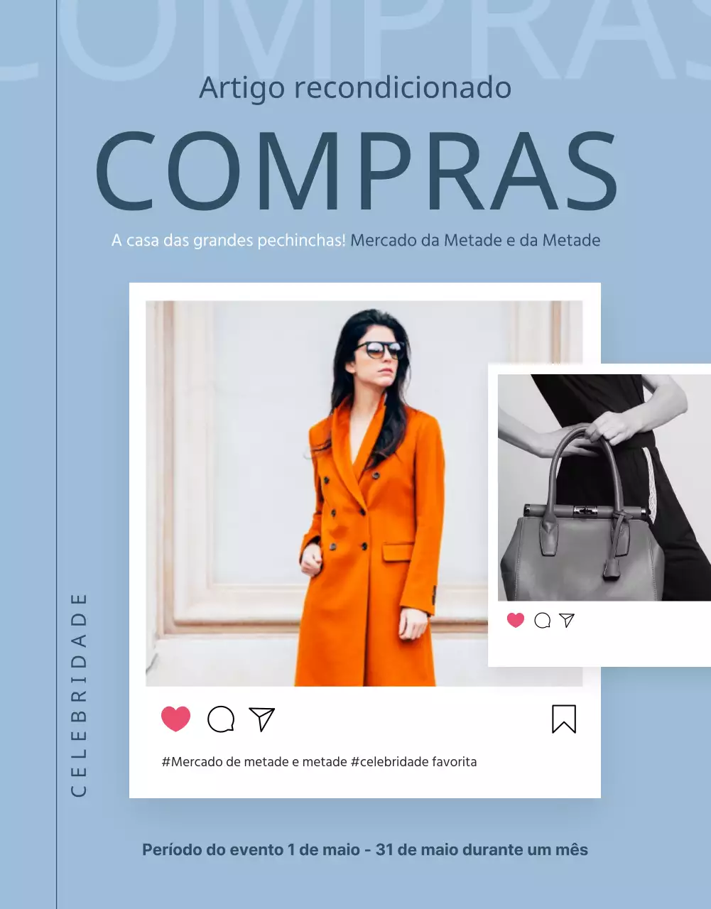 Tema azul claro do guia de produtos remodelado do Instagram