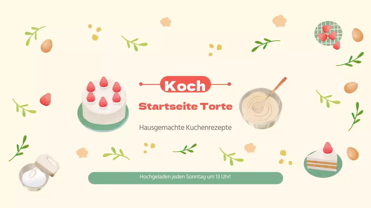 Niedliches Motiv für selbstgemachte Backrezepte in Grün und Mehrfarbig