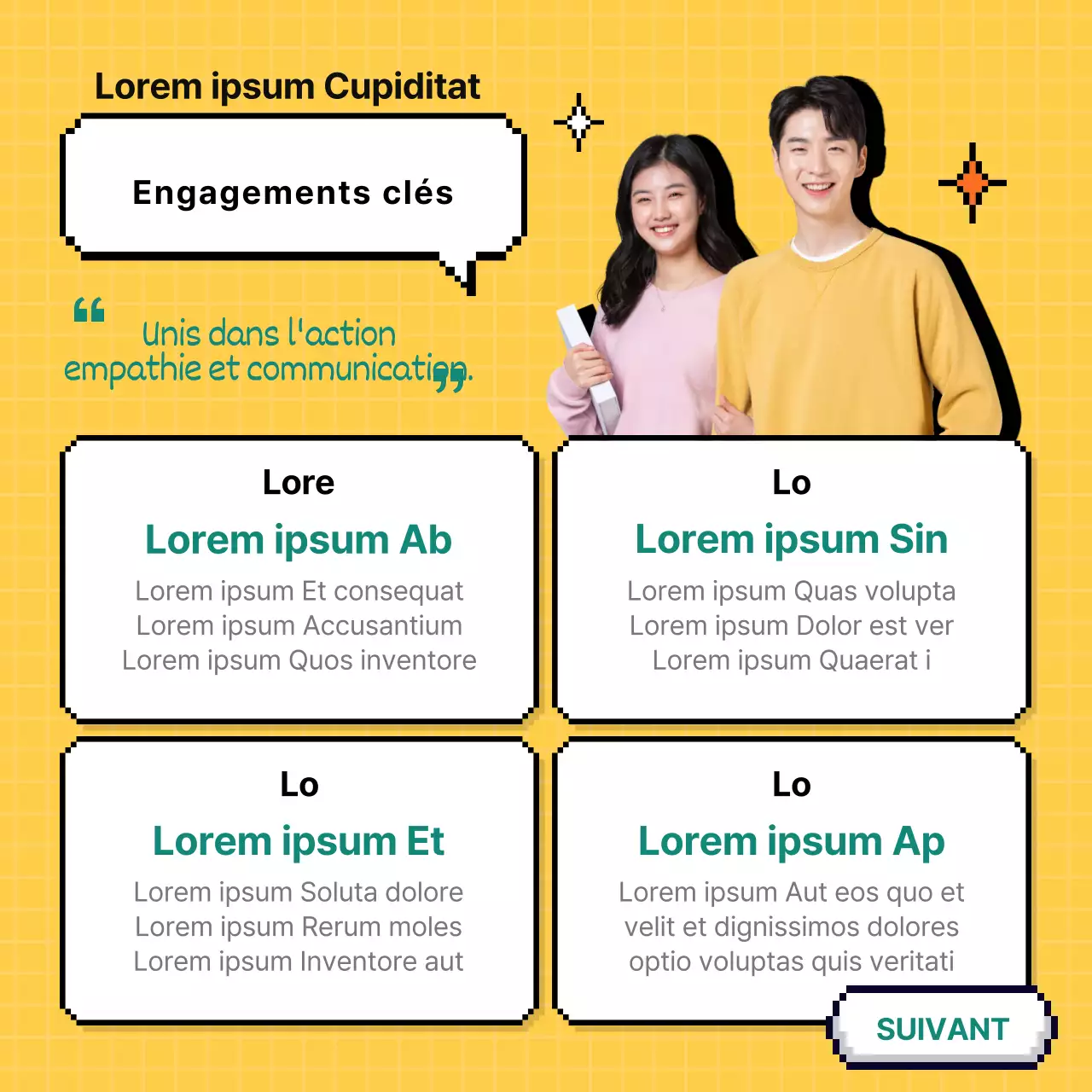 Pixel design sur fond jaune CardNews