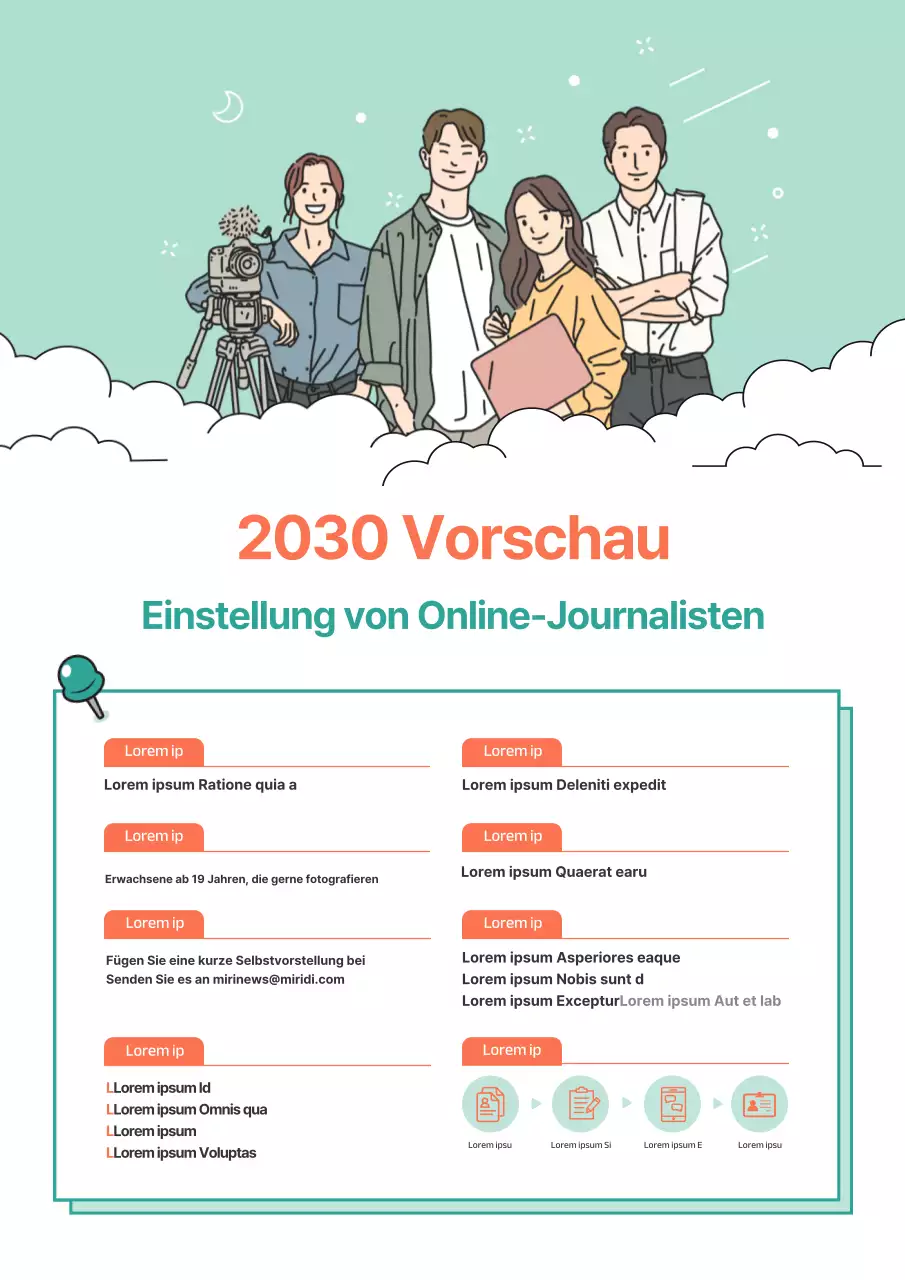Ein sauberes, mintfarbenes, illustriertes Stellenausschreibungs-Webposter