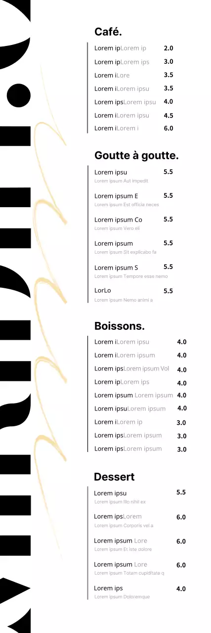 Fond blanc typographie simple menu de café bannière