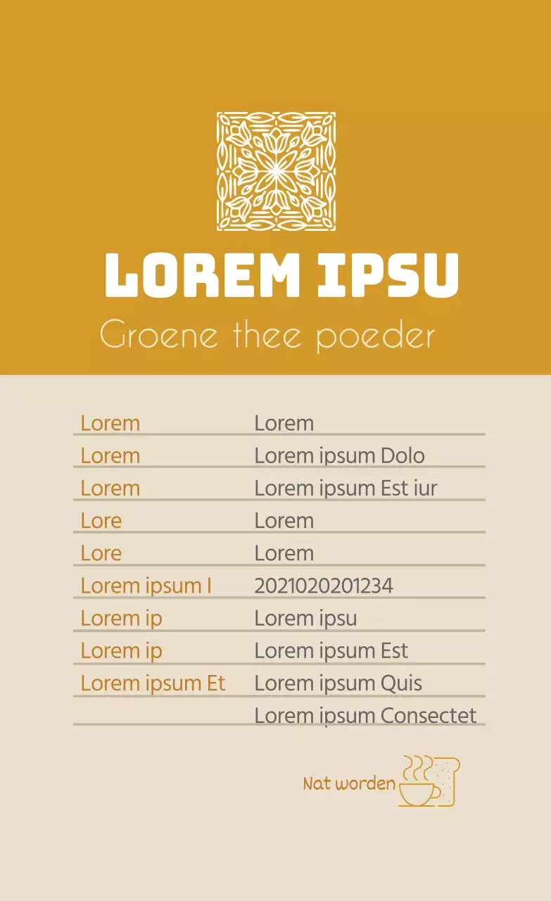 Oker logo net voedingsmiddel kamillethee detaillabel