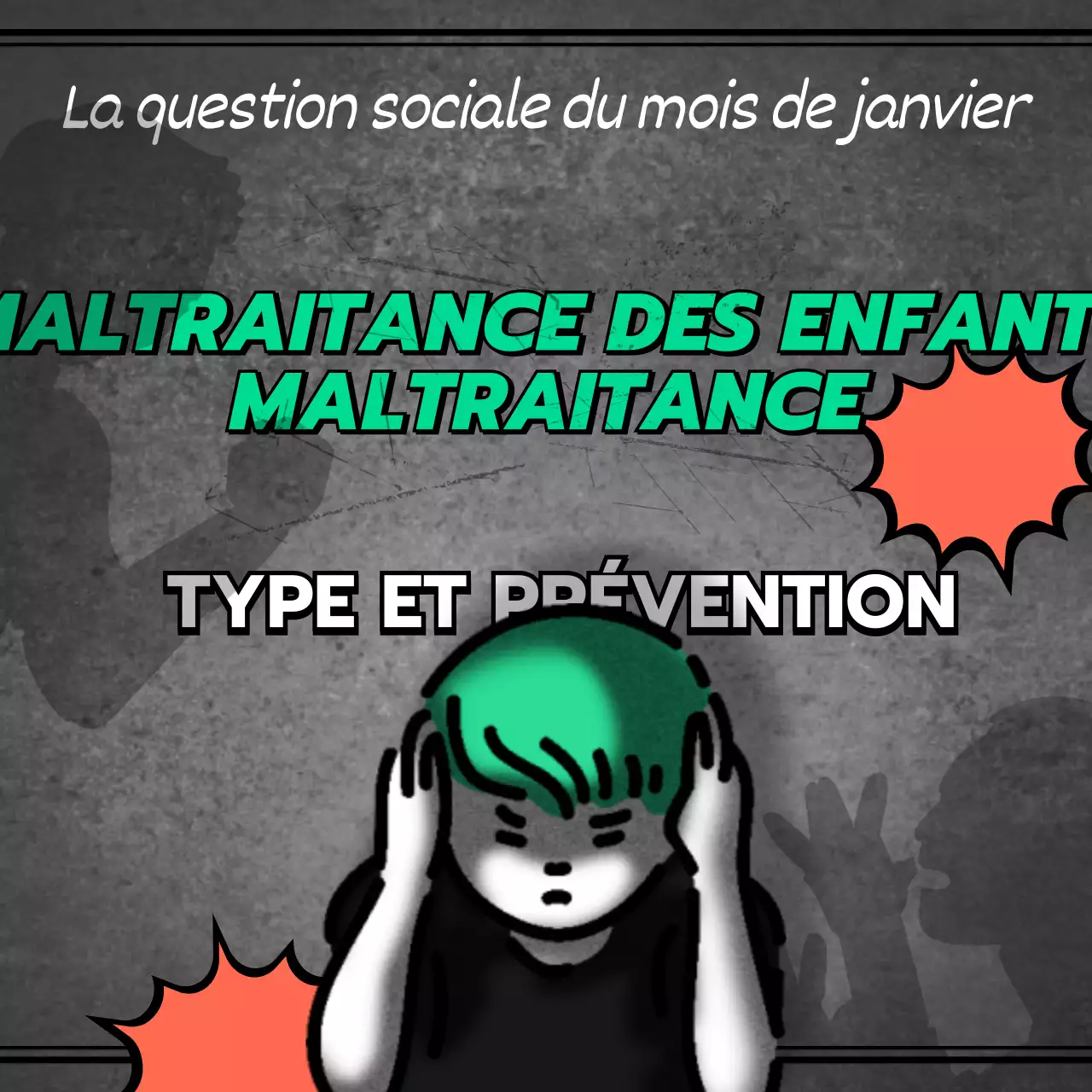 Types et prévention de la maltraitance des enfants en Vert Gris Orange Journal Newspaper News Concept