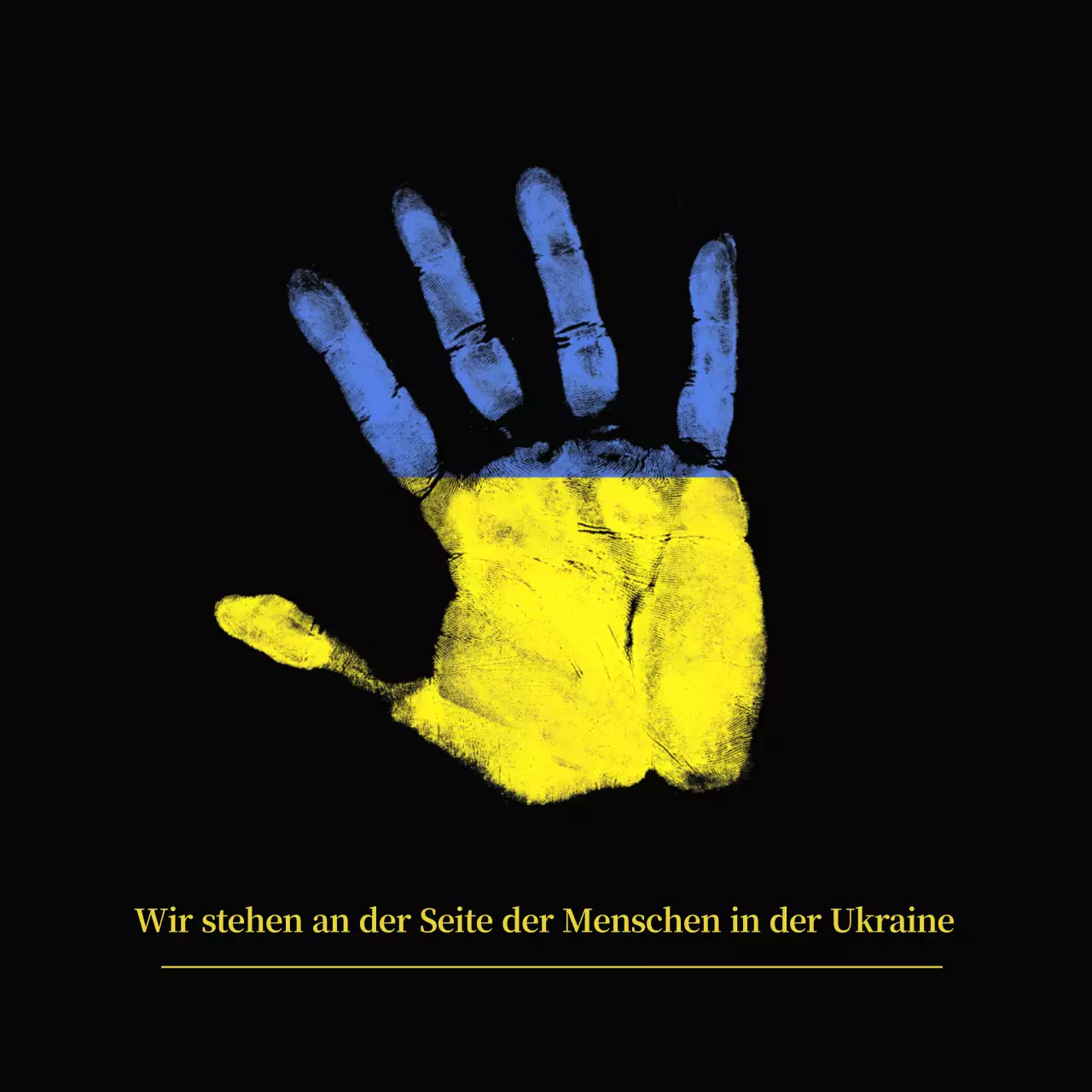 Blaue und gelbe Botschaften zum Frieden im Ukraine-Krieg