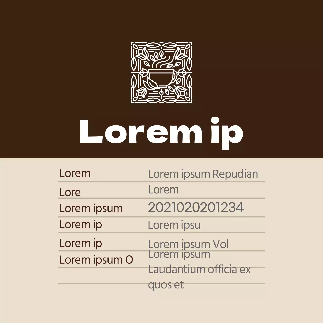 Etichetta di dettaglio del tè nero in polvere con logo marrone