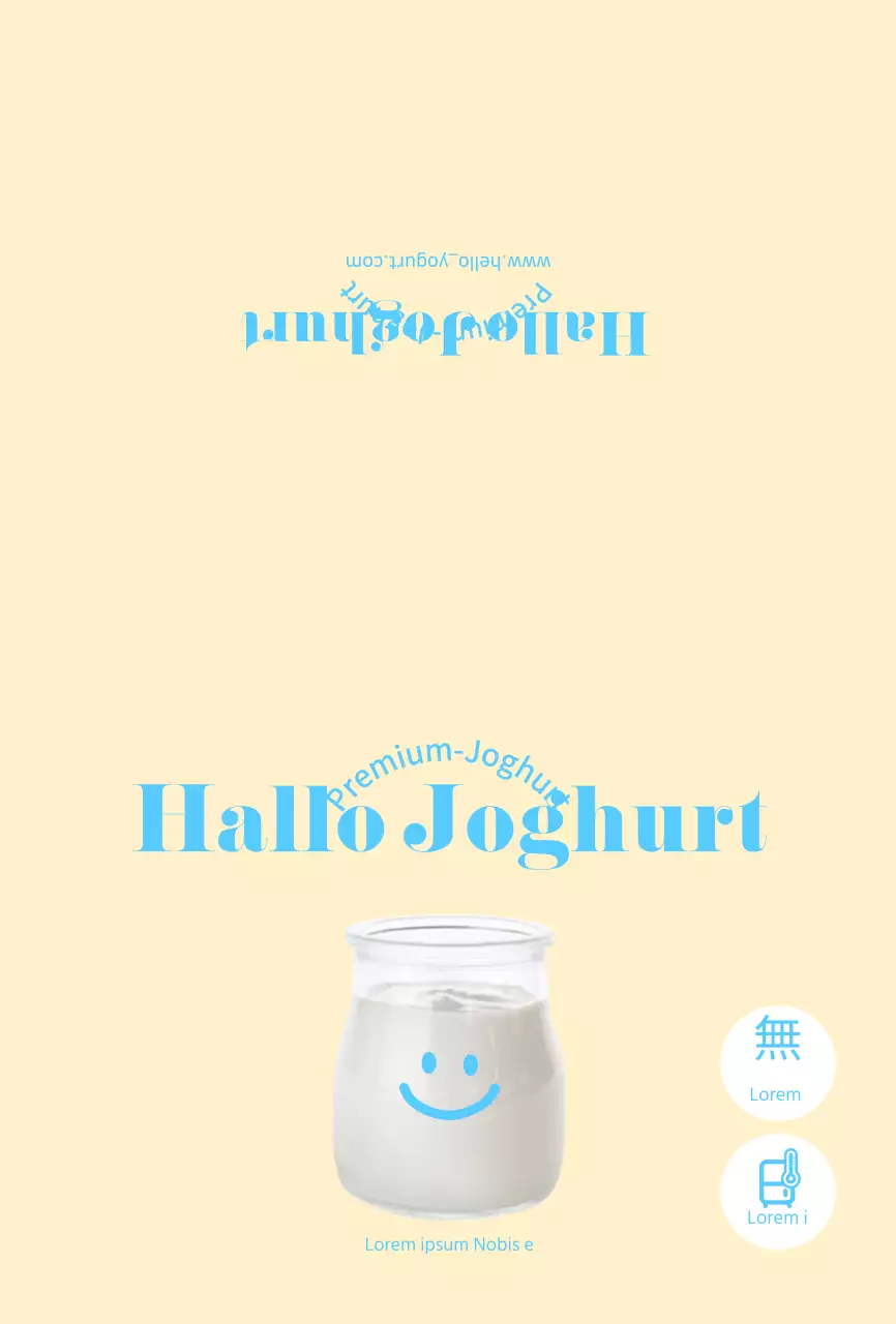 Niedliche Zitronenjoghurt-Faltkarten für die Produktwerbung