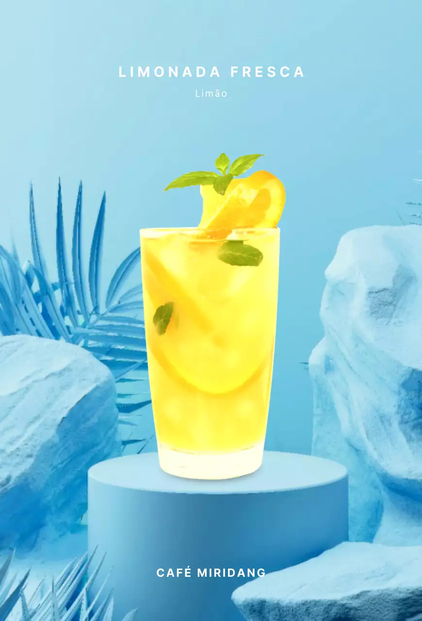 Limonada sobre um fundo tropical azul