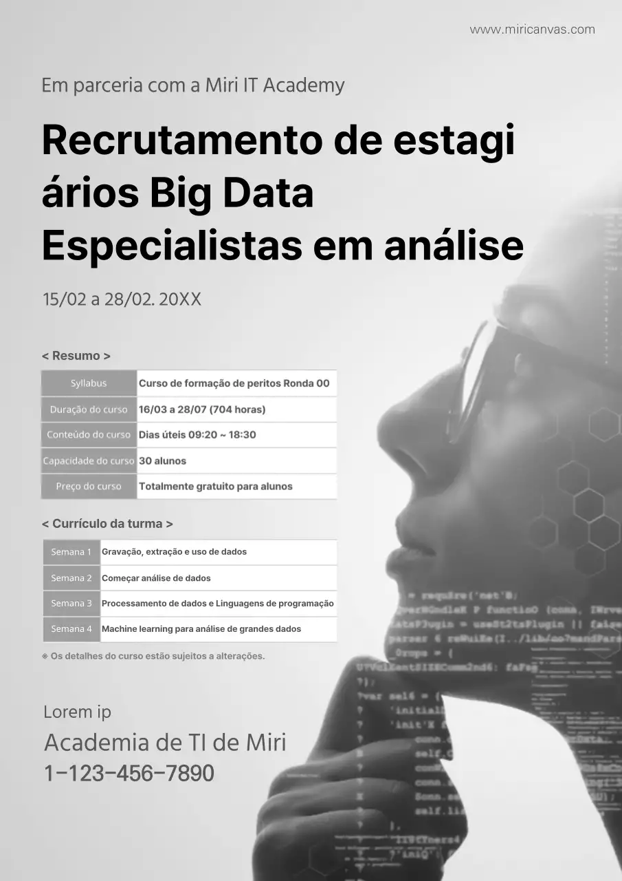 Recrutamento de peritos para formar profissionais de análise de grandes volumes de dados com antecedentes cinzentos IT Academy