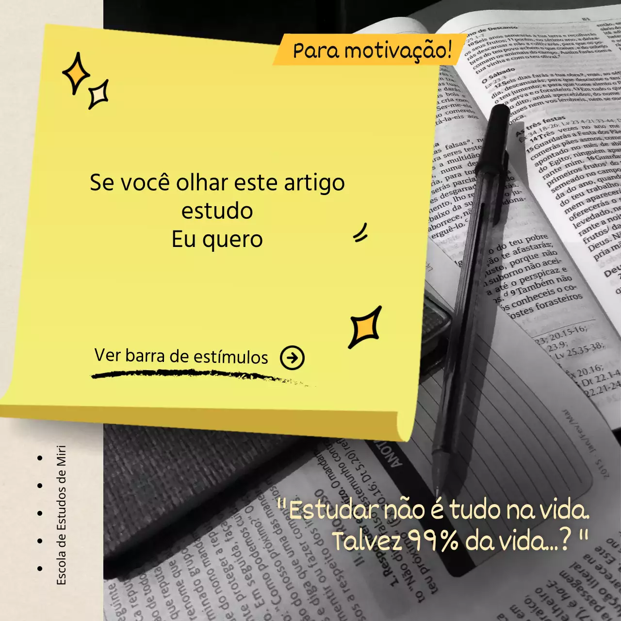 Uma simples coleção amarela, preta e branca de sugestões de estudo