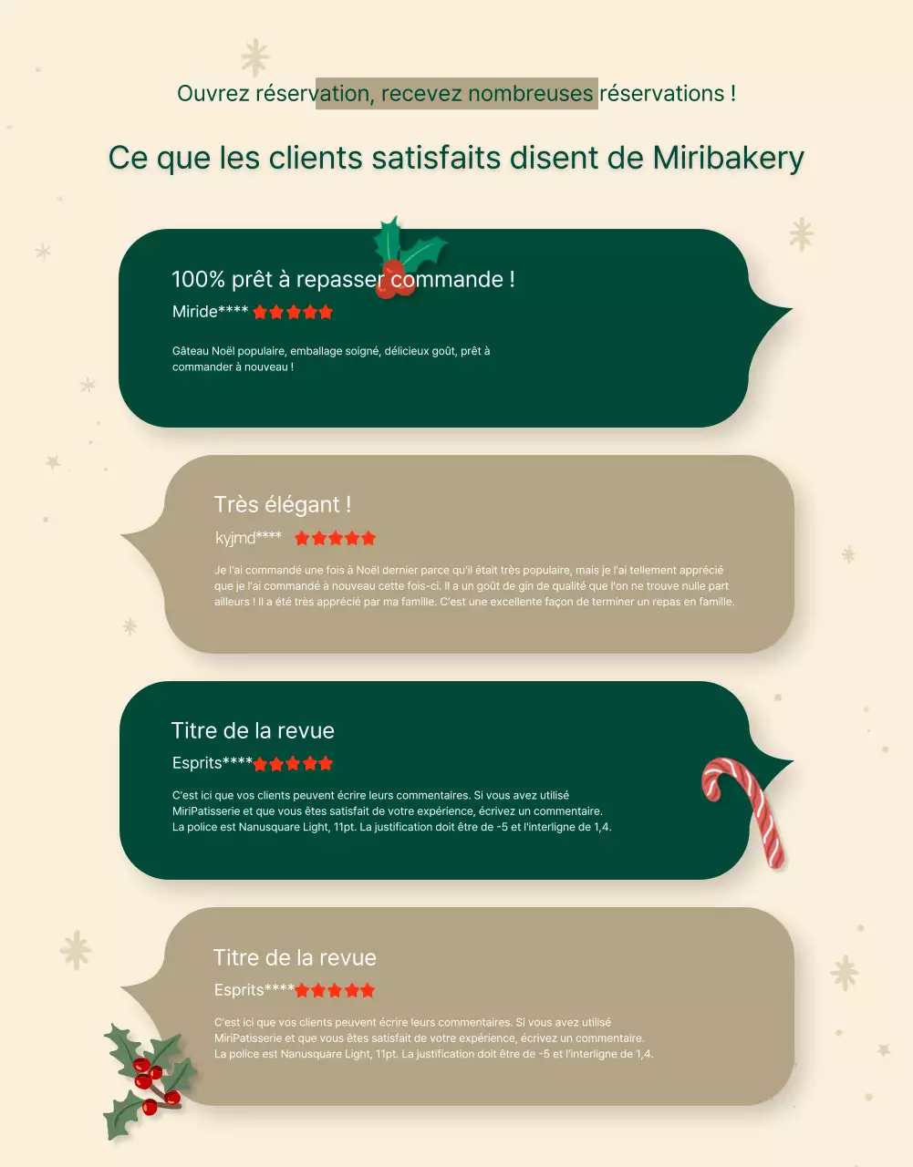 Illustration verte de l'hiver Personnalisation du gâteau de Noël Dîner de fête Page détaillée