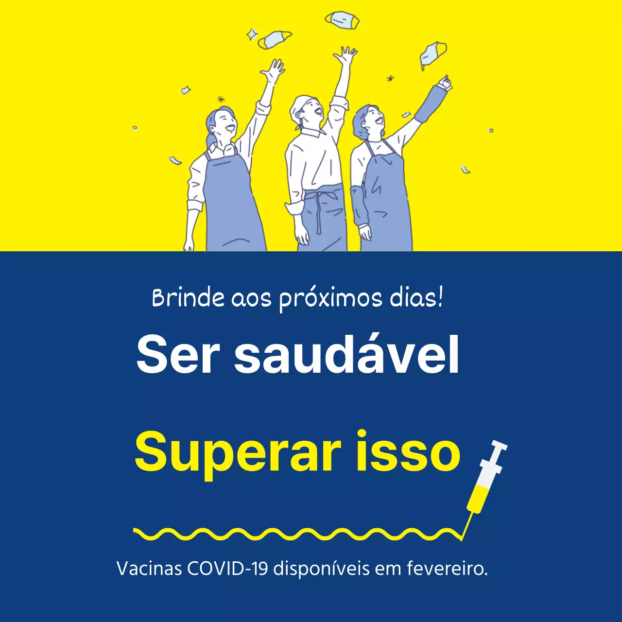 amarelo azul-marinho ilustração vacina limpa contra o coronavírus