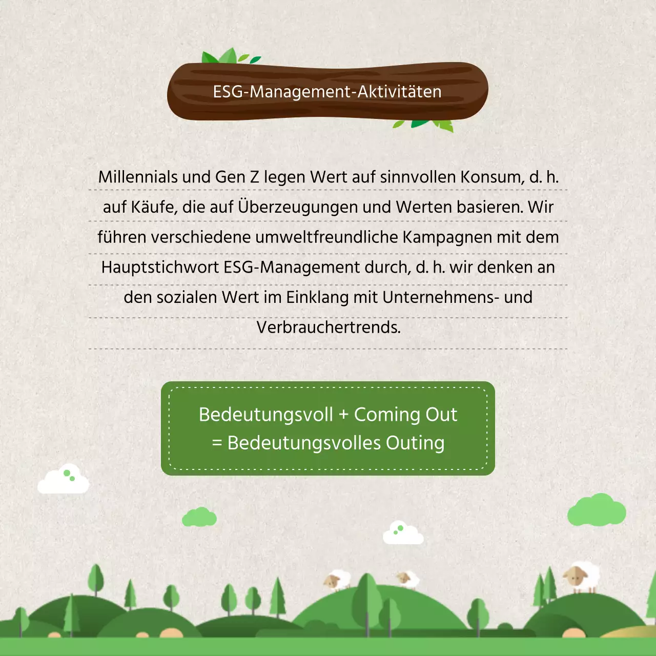 Illustration Highlight ESG-Management Einführung in grünes Marketing