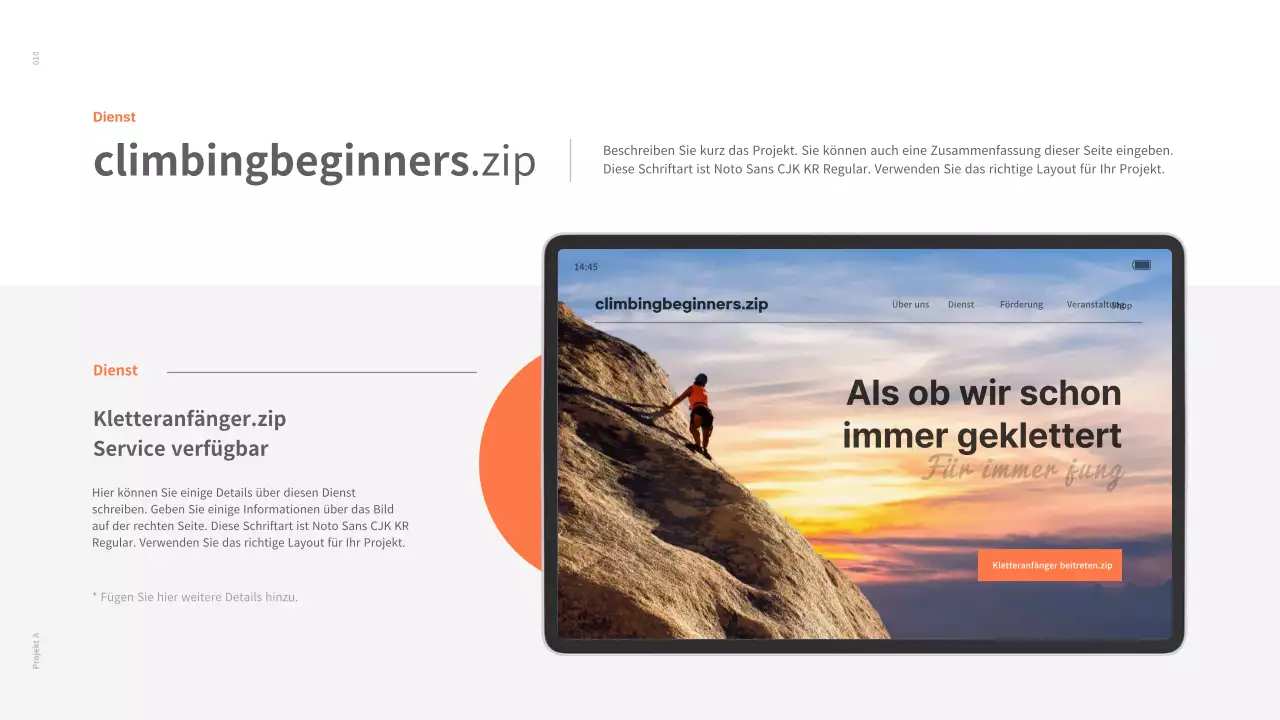 Eine saubere Konzeptmappe in Weiß und Orange