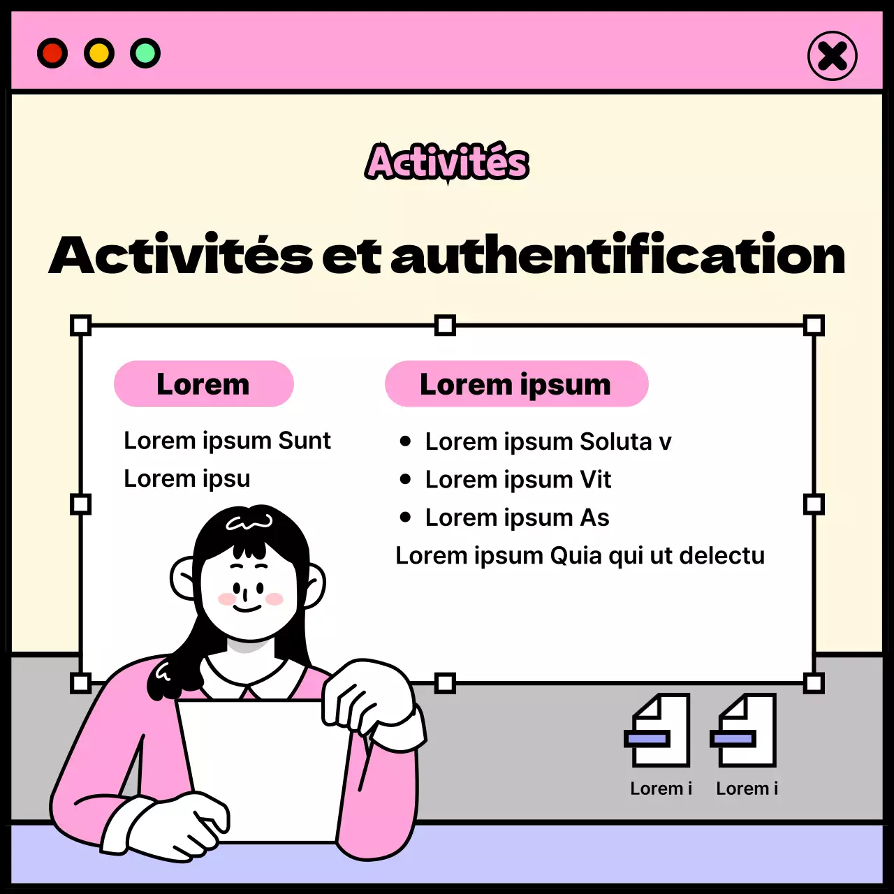 Thème de la vie universitaire avec concept de fenêtre rose et violet