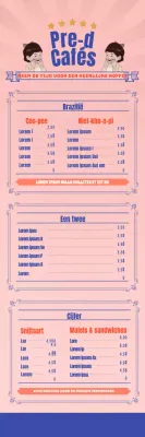 Retro geïllustreerde cafébanner met roze vintage achtergrond