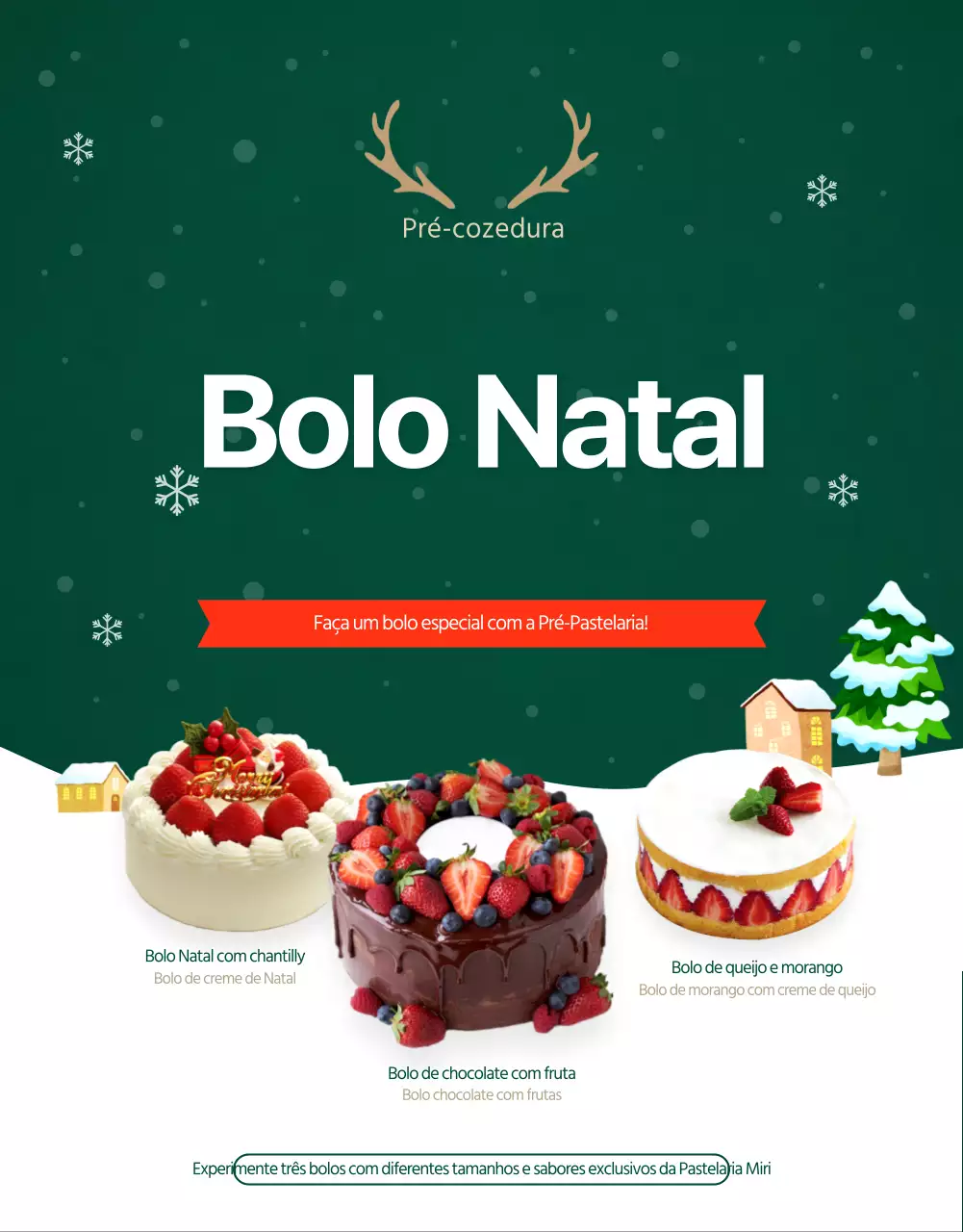 Verde inverno Ilustração de Natal Personalização de bolo de Natal Jantar de Natal Página de pormenor