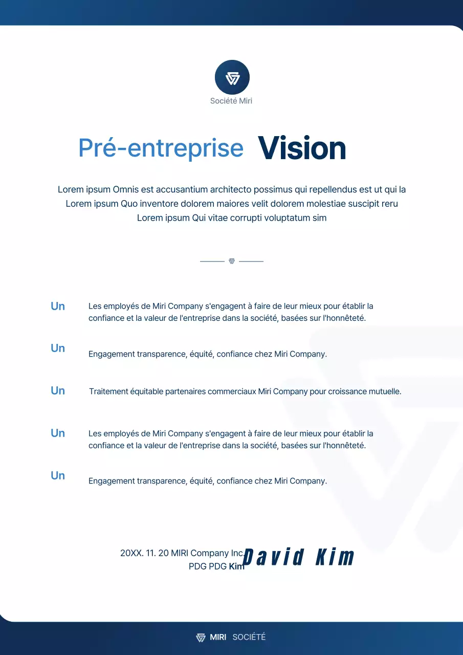 Déclaration de concept d'entreprise en blanc et bleu