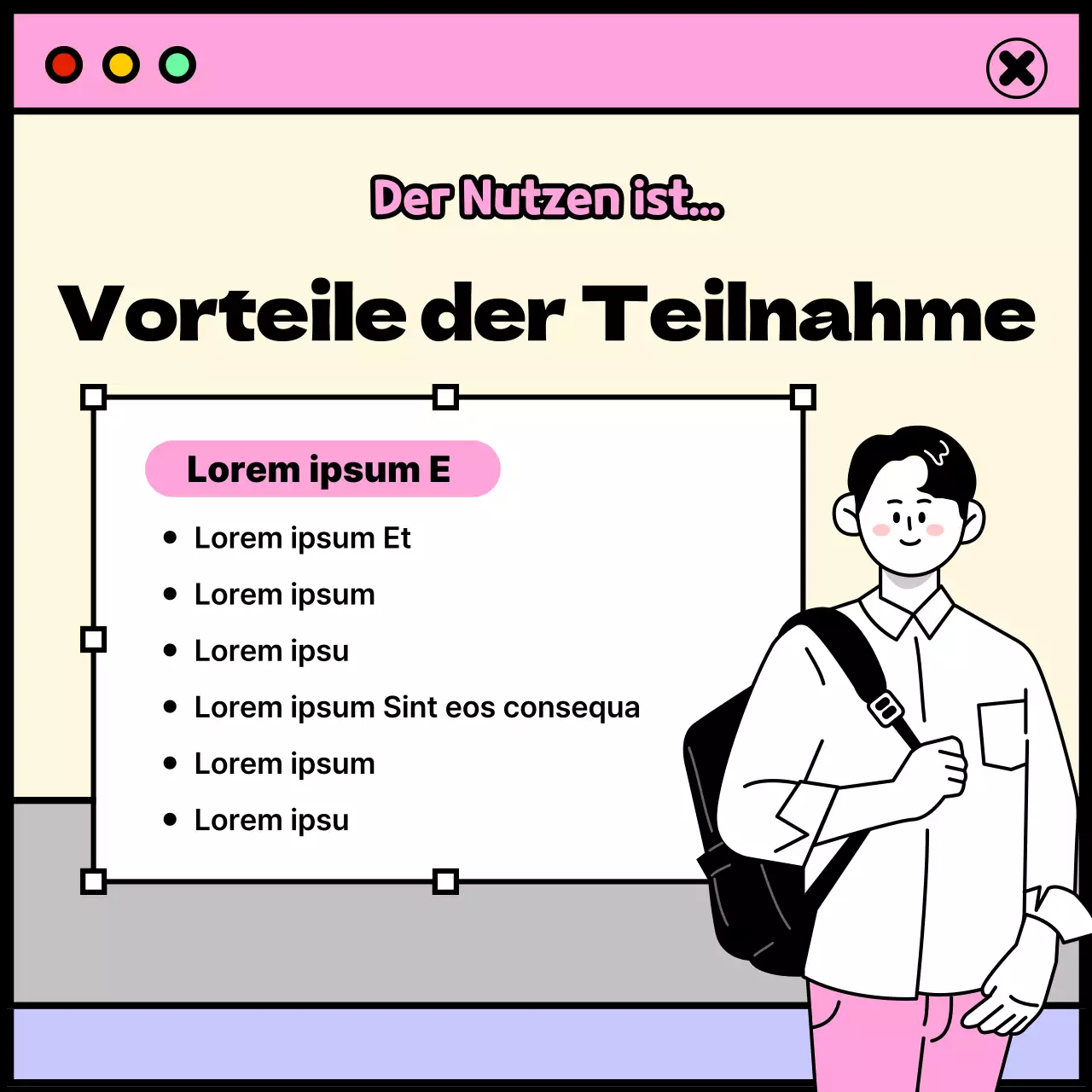 College Leben Thema mit rosa und lila Fenster Konzept