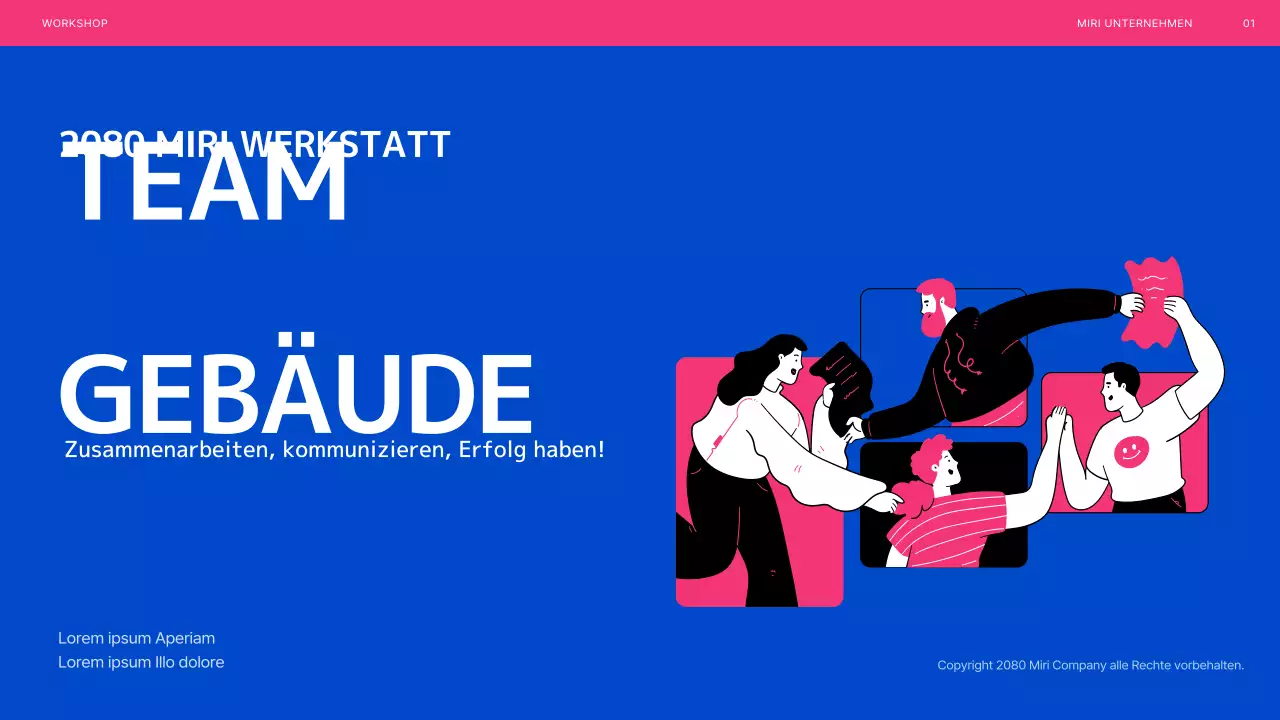 Blau und rosa illustrierter Teambuilding-Workshop