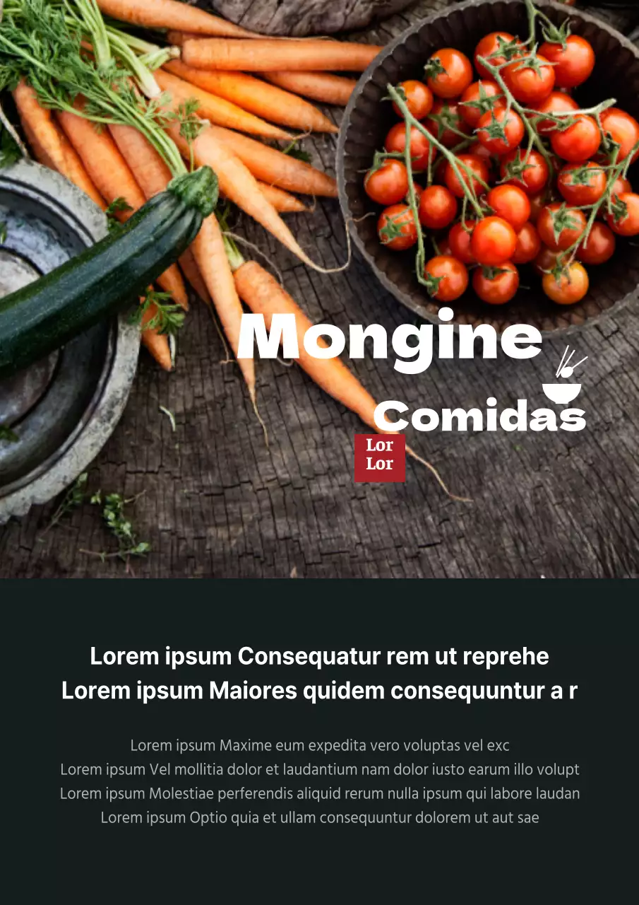 Presentar y promocionar restaurantes con imágenes de verduras negras