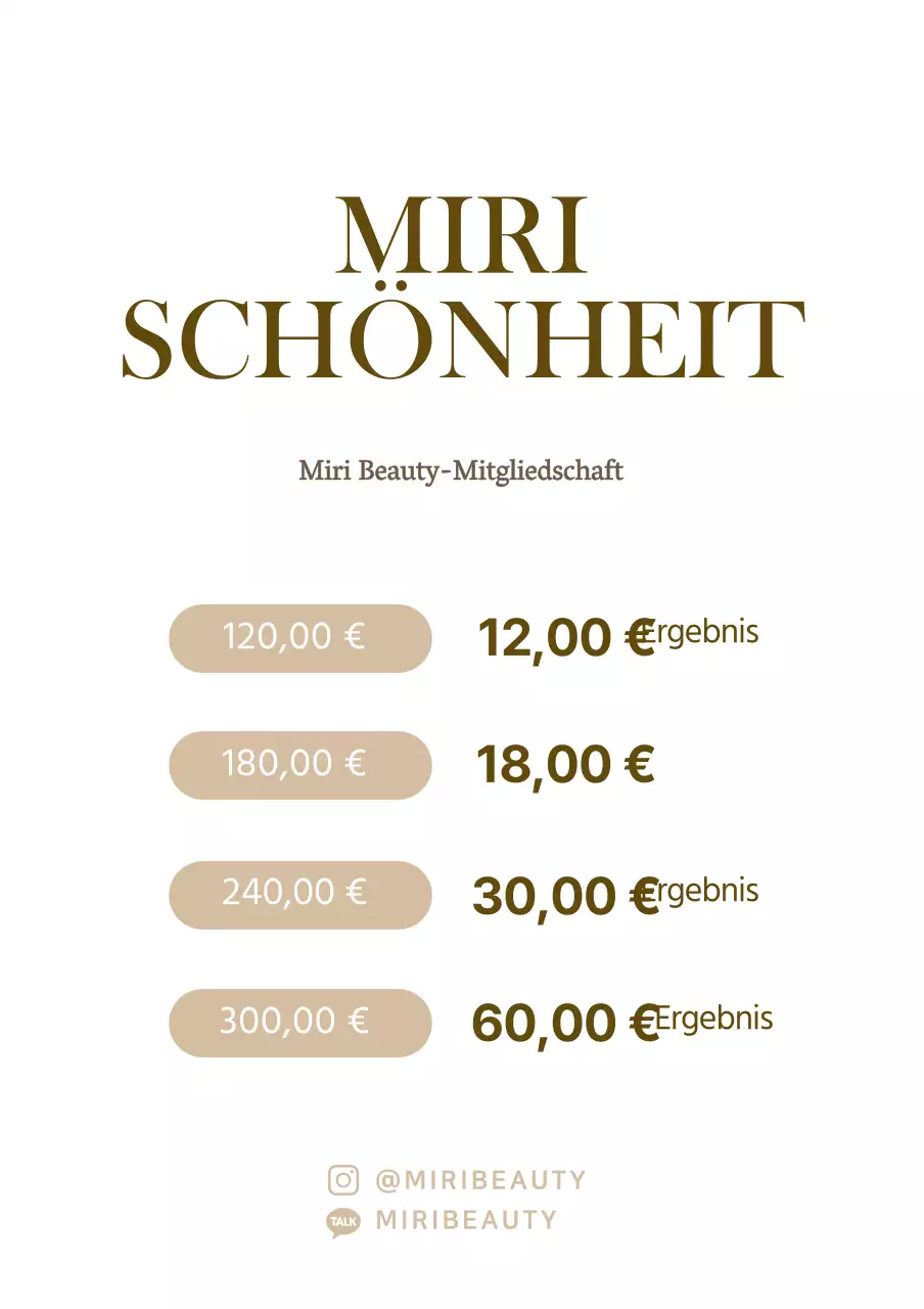 Brauner Luxus-Massagesalon Preis Menü Tabelle Acryl Stand