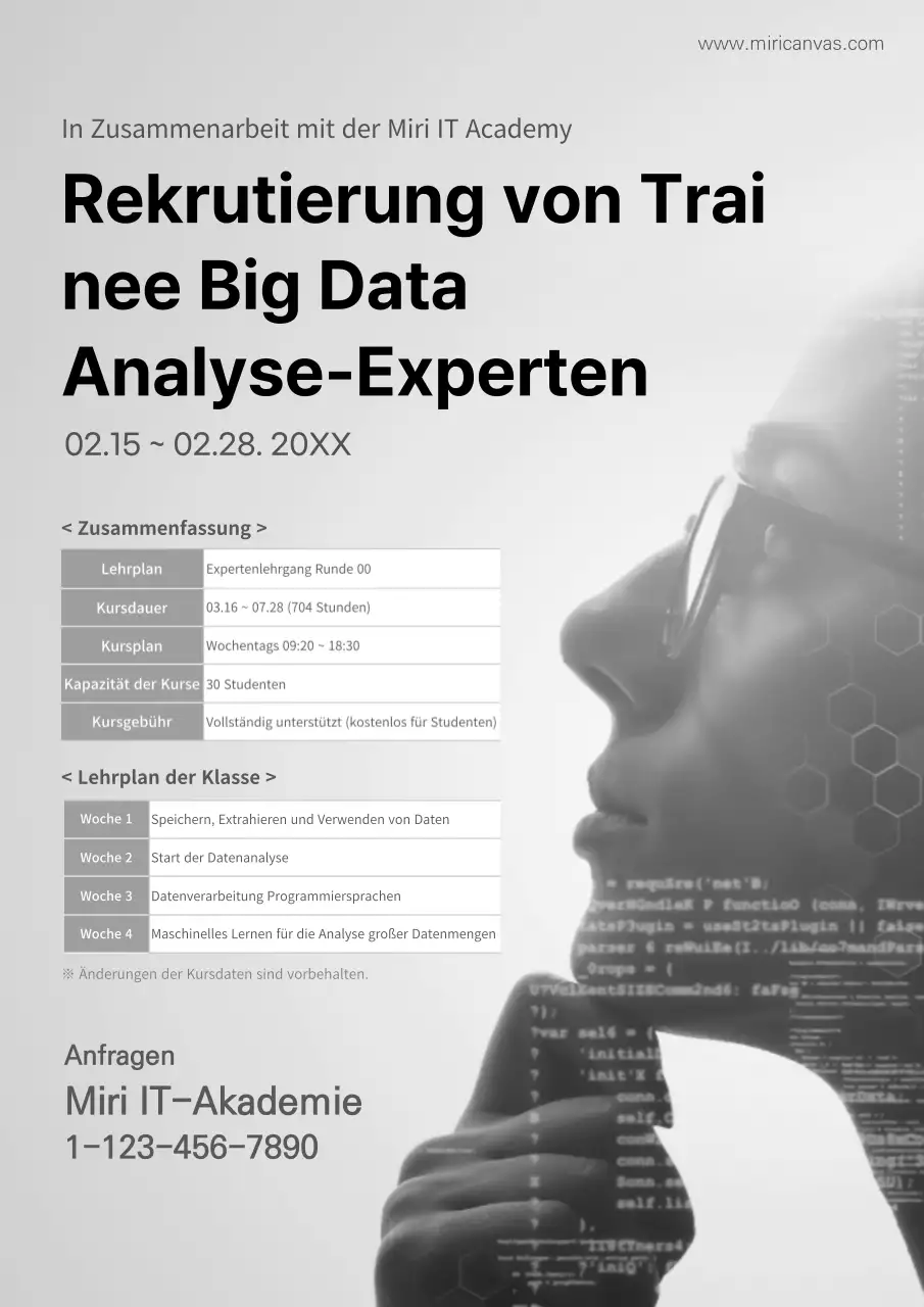 Rekrutierung von Experten für die Ausbildung von Big-Data-Analytikern mit grauem Hintergrund IT Academy