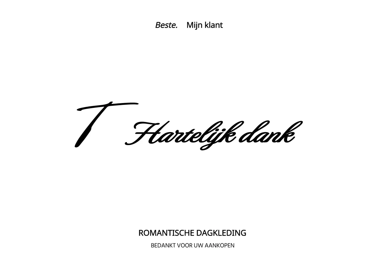 Bedankkaart ontwerp voor een winkelcentrum met zwart, gekrabbeld handschrift