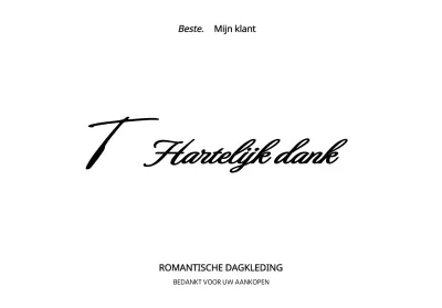 Bedankkaart ontwerp voor een winkelcentrum met zwart, gekrabbeld handschrift