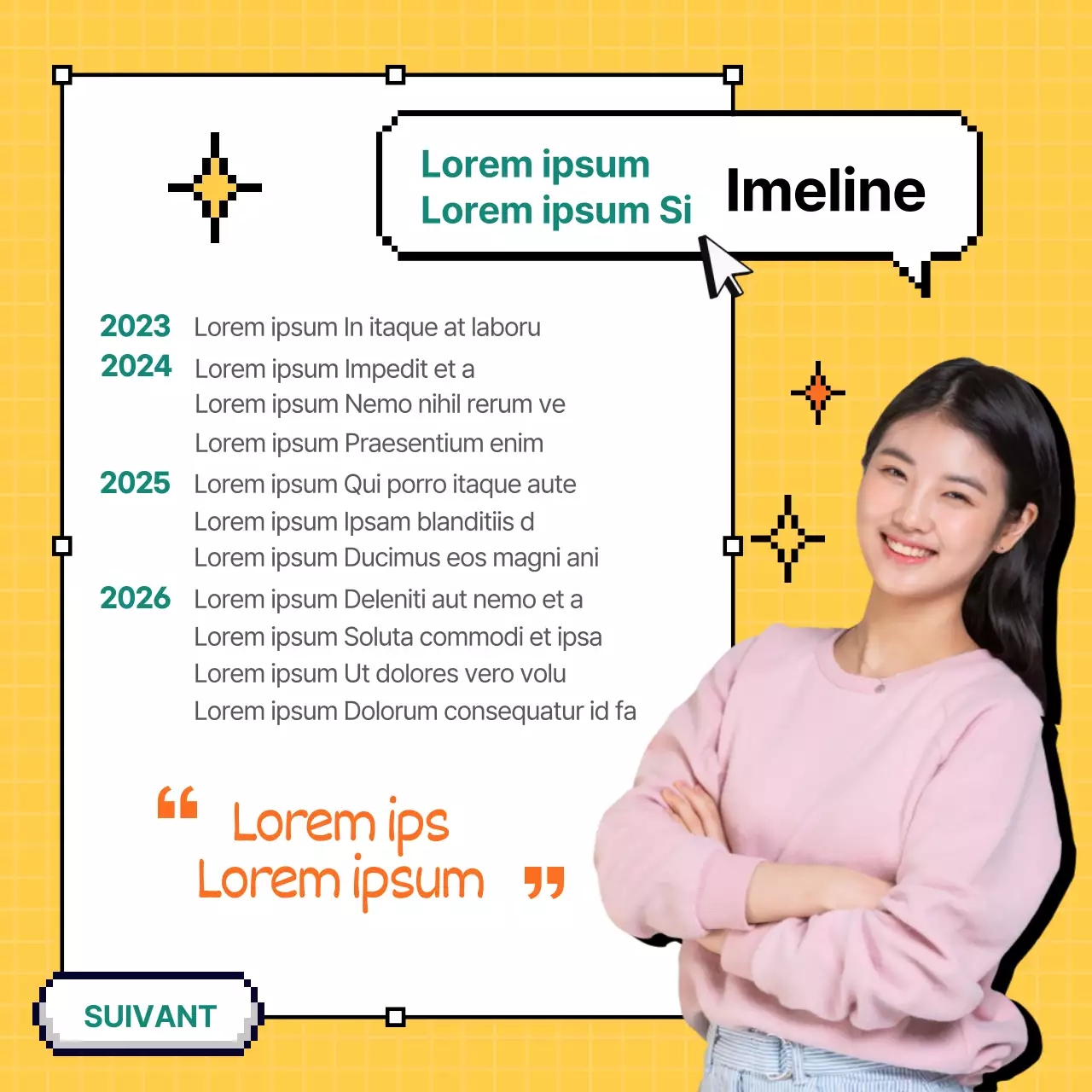 Pixel design sur fond jaune CardNews