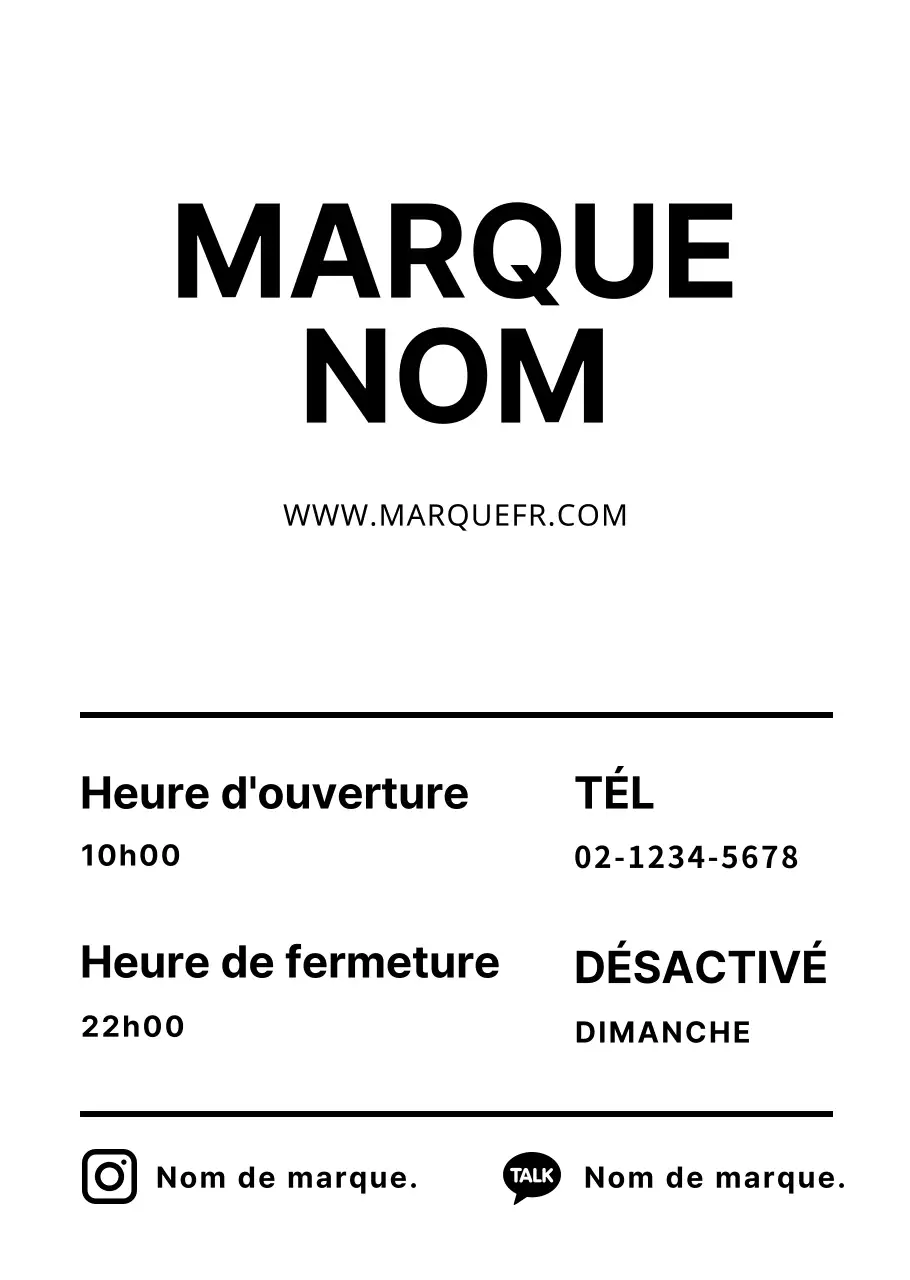 Affiche transparente sur les heures d'ouverture