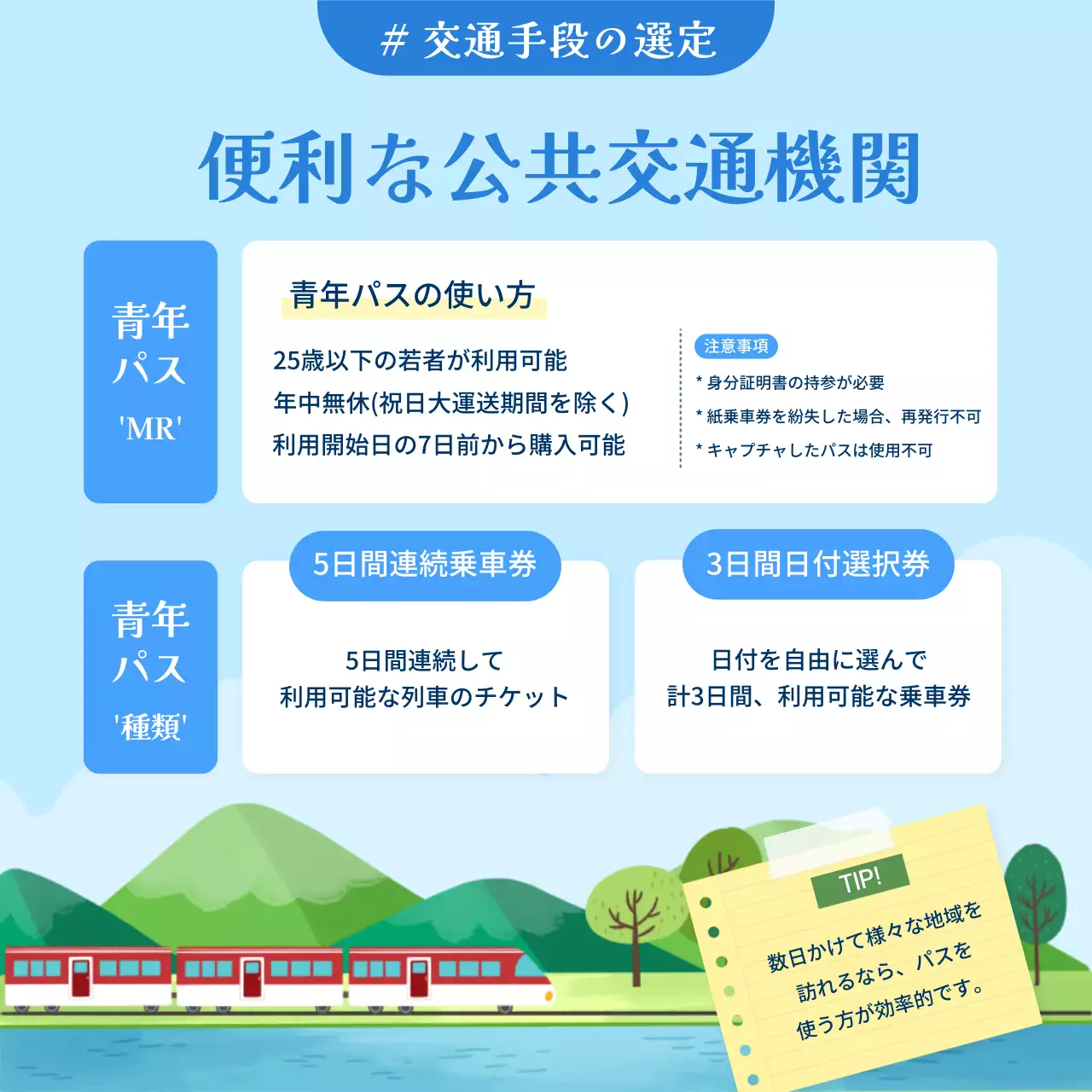 青 シンプル 旅行 パンフレット Instagram カルーセル