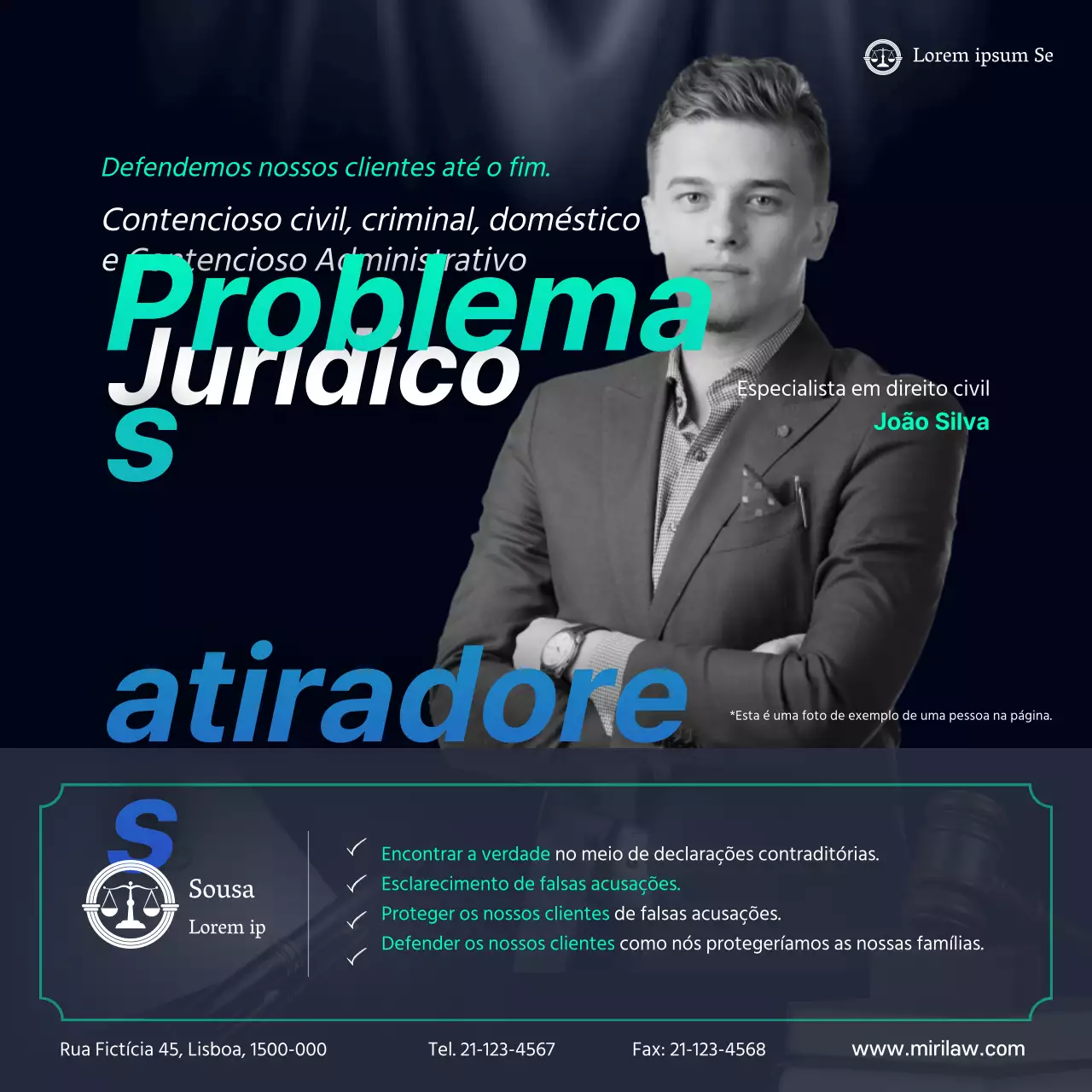 Tema de advogado moderno e simples em azul claro e azul marinho