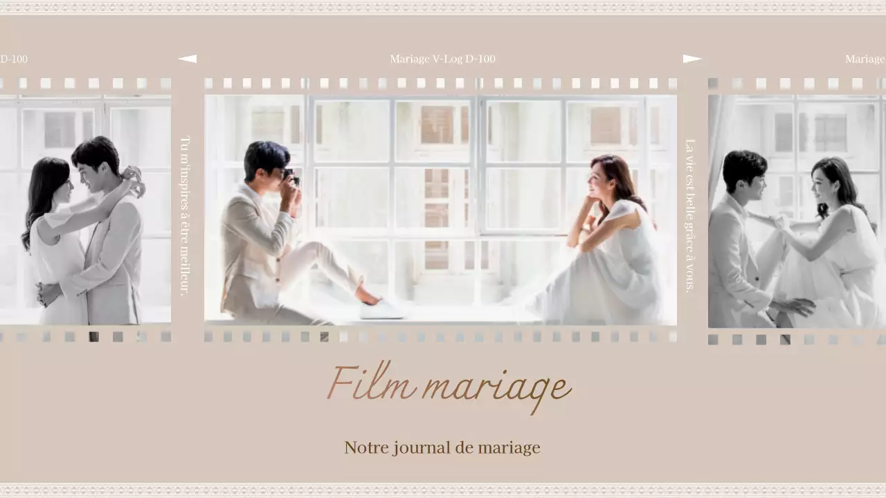 Cadre de film beige vlog de mariage