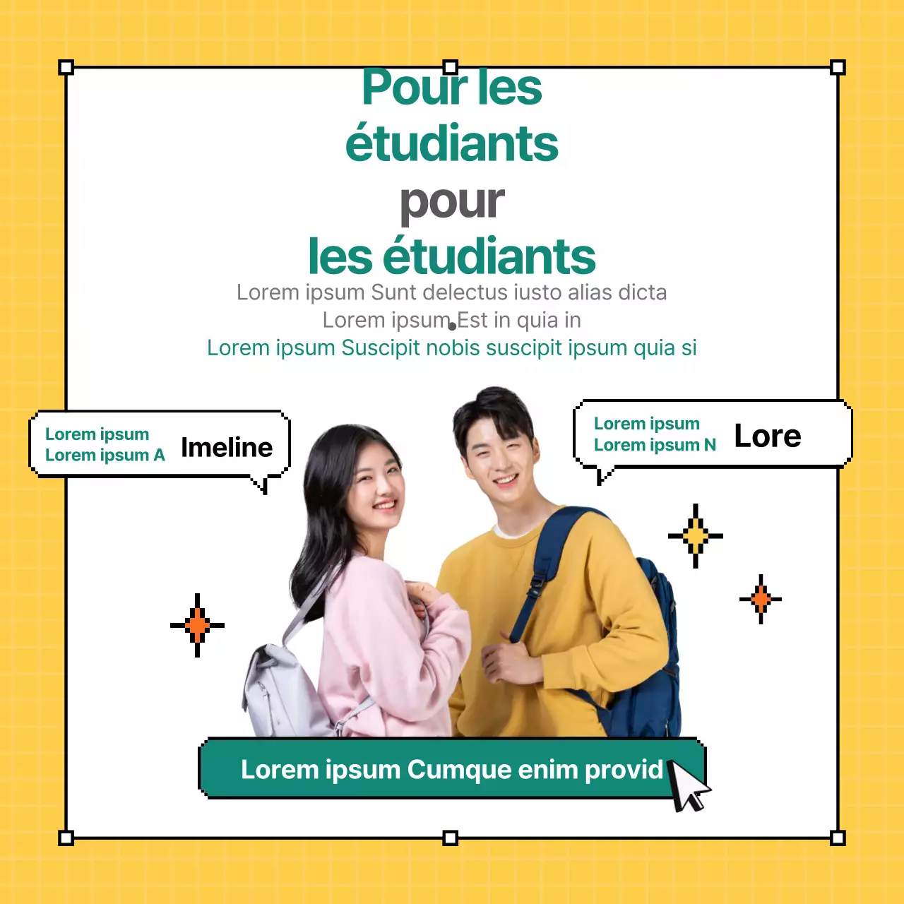 Pixel design sur fond jaune CardNews