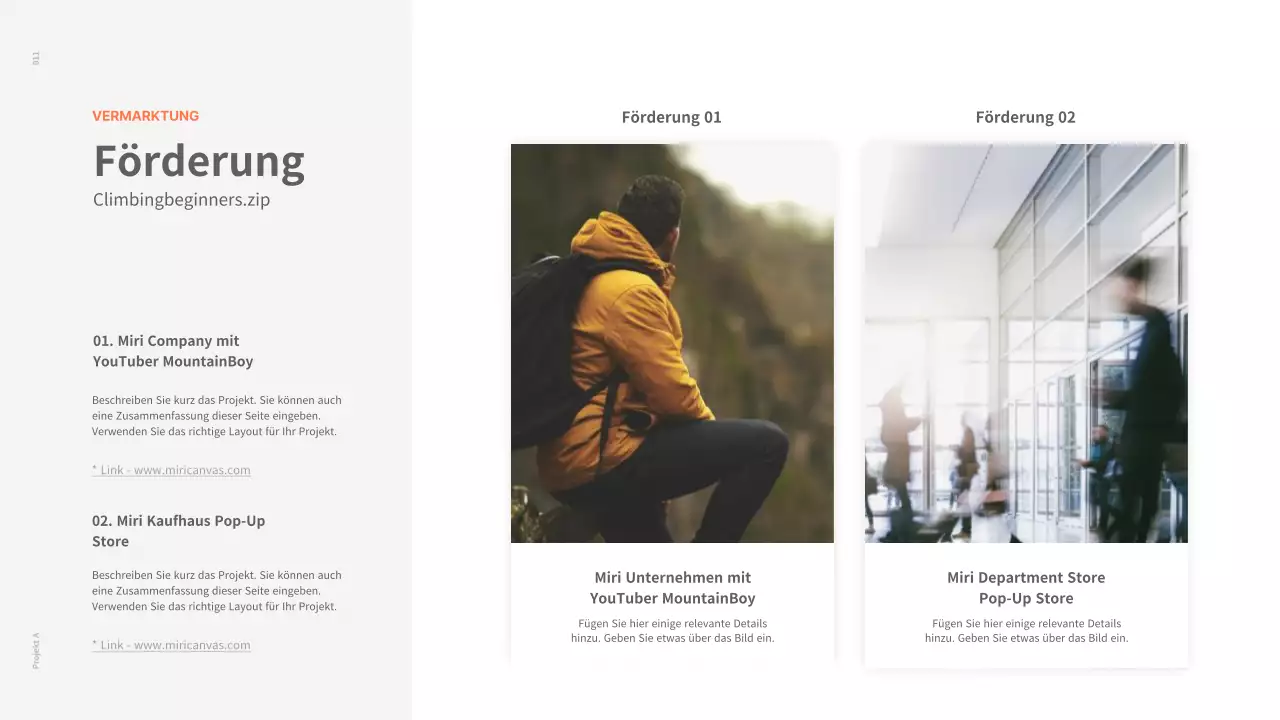 Eine saubere Konzeptmappe in Weiß und Orange