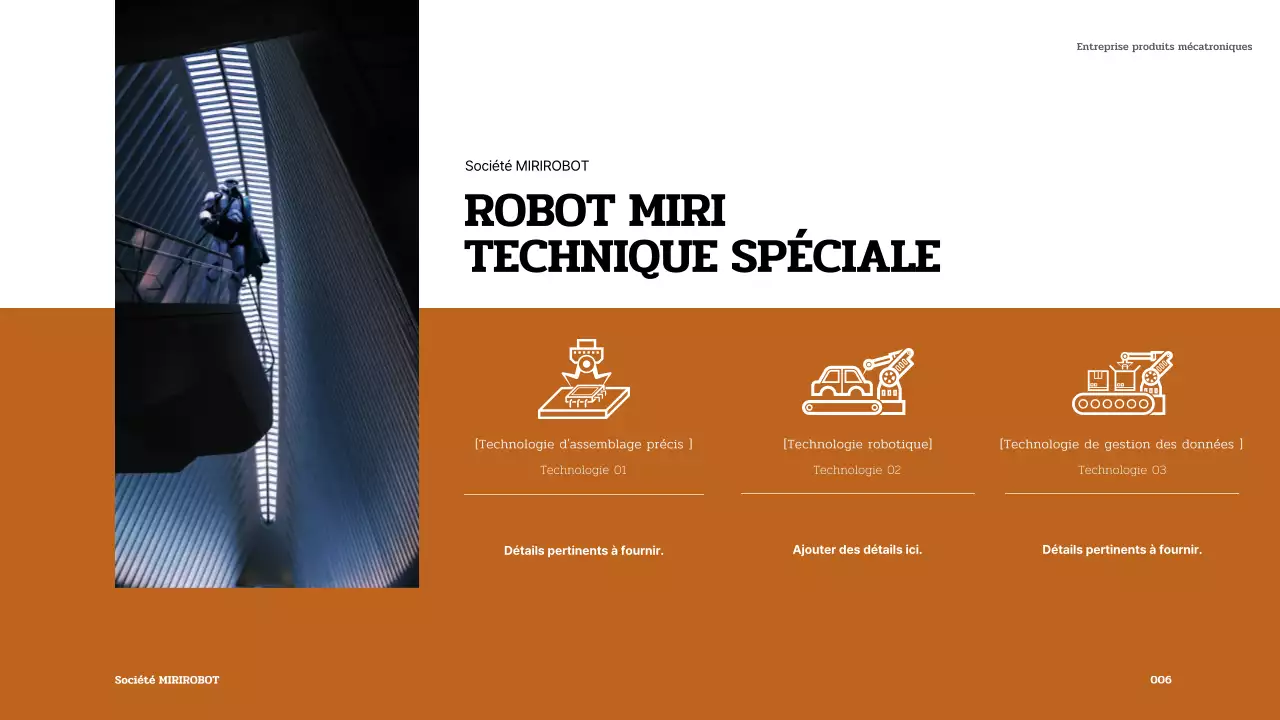 Présentation d'un robot brun et blanc