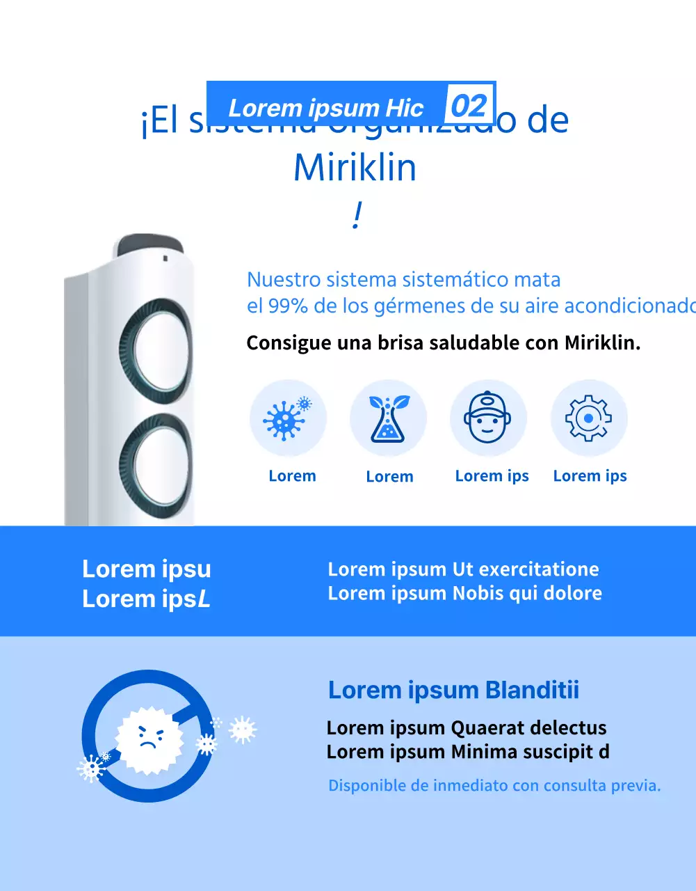Servicio de limpieza de aire acondicionado azul, pulcro y profesional (página de detalles)