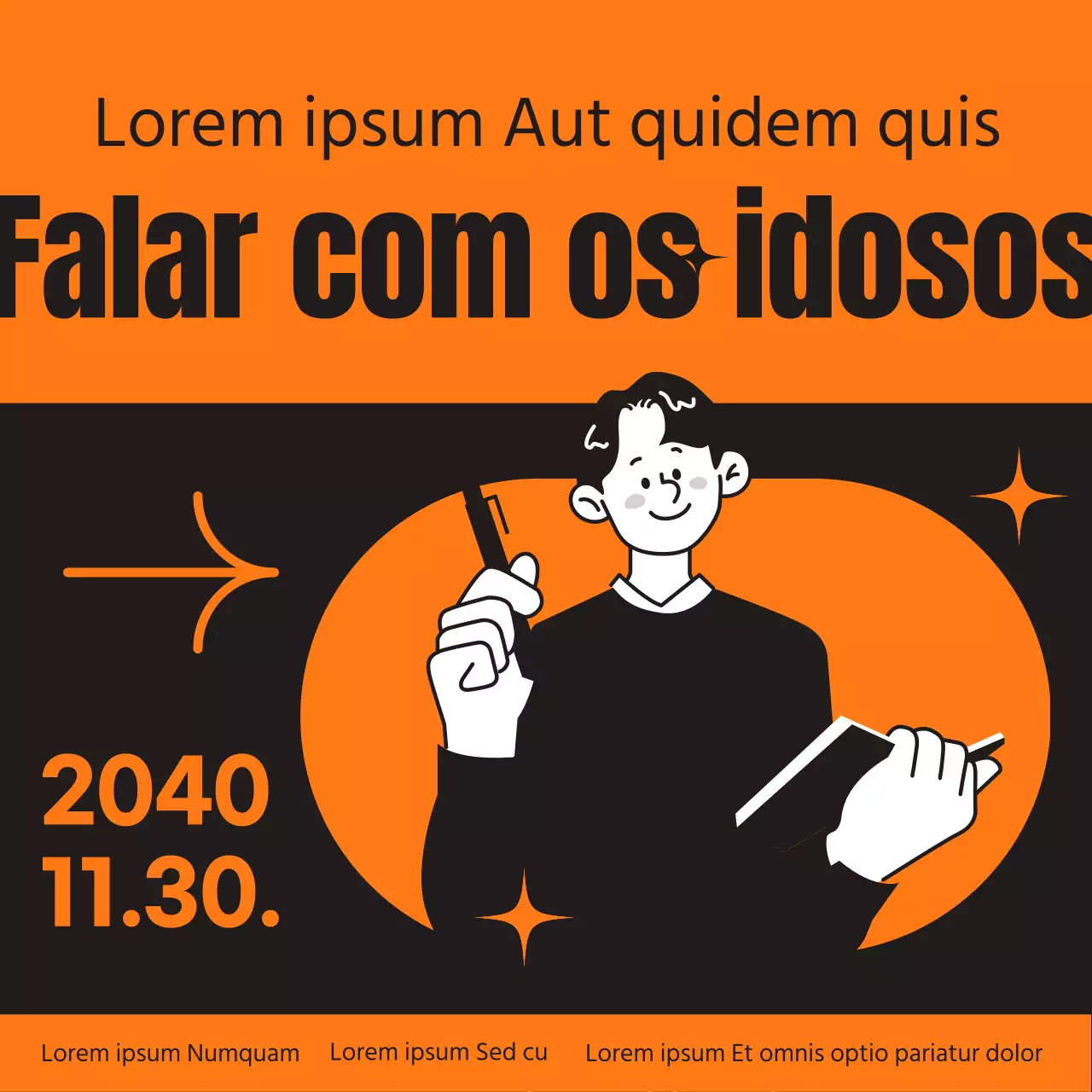 Um conceito simples de cor de destaque laranja e ilustração para um evento de recrutamento de novos contratados