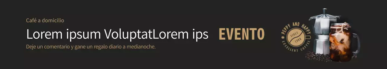 Pancarta de un evento relacionado con el café negro y marrón