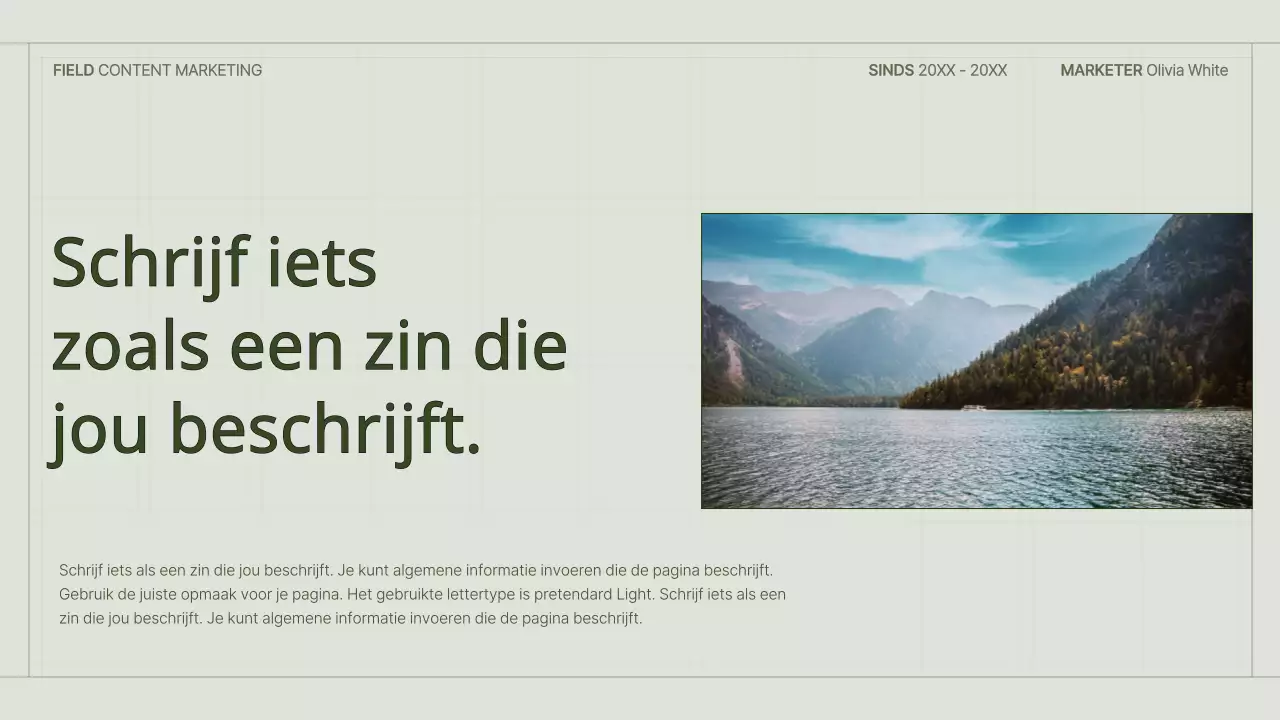 Het portfolio van een contentmarketeer met een groen, eenvoudig rasterconcept