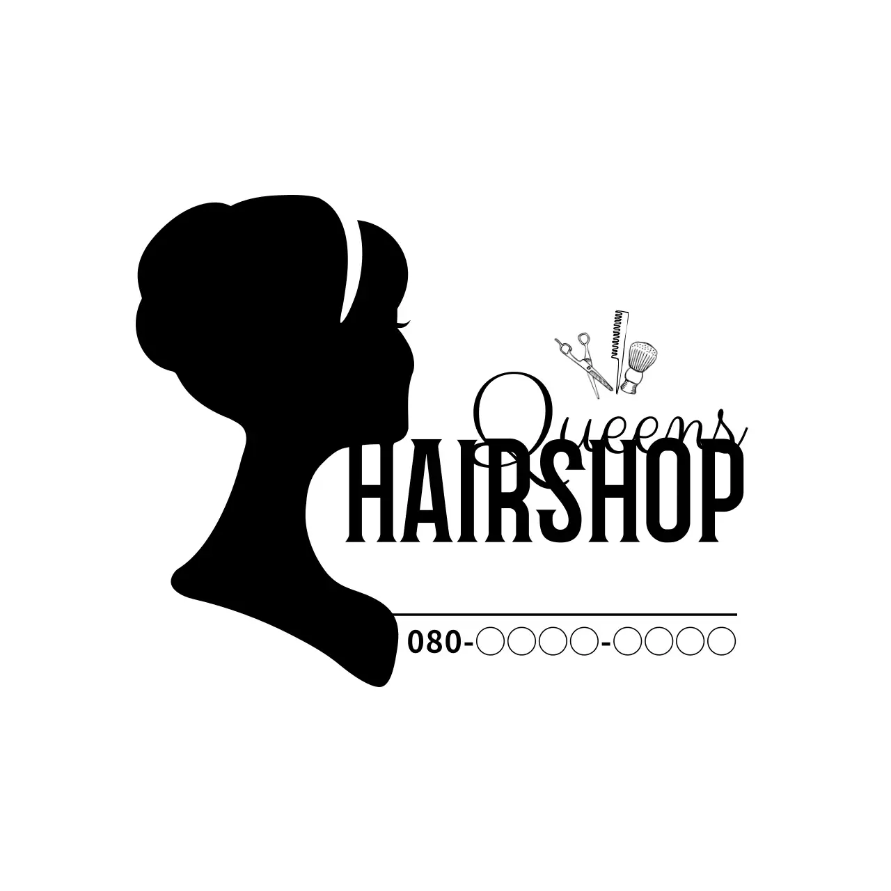 黒 シンプル 美容室 ロゴ ファンシーバナー