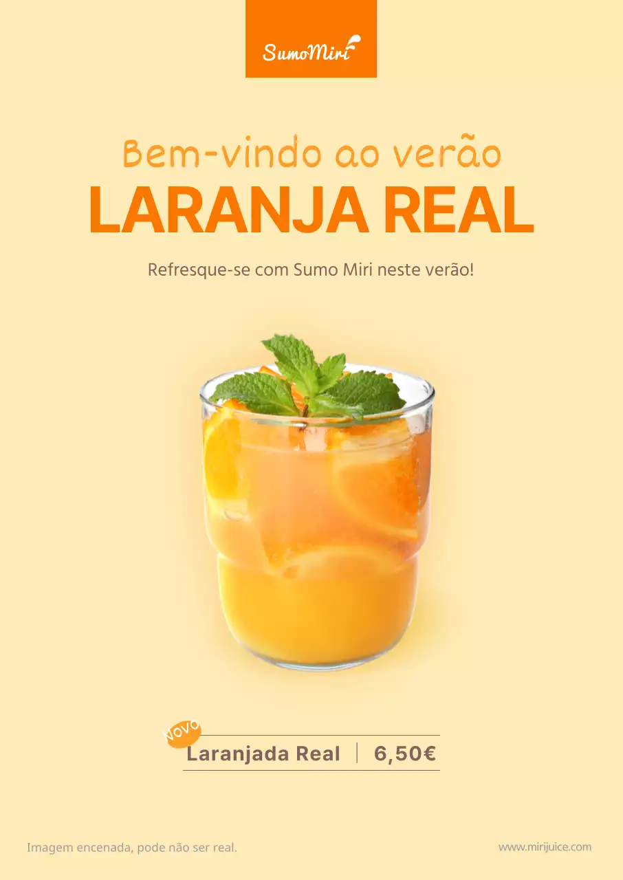 Cartaz de verão Amarelo Laranjada