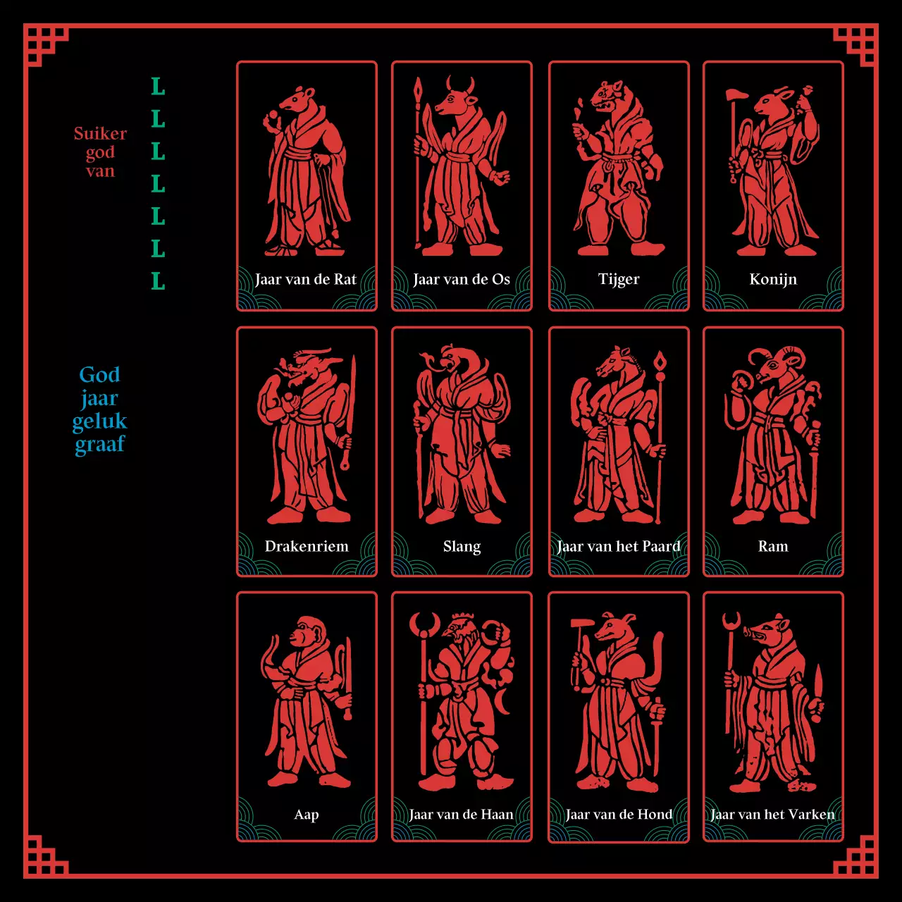 Een zwart en vijfhoekig sjamanistisch concept van de dierenriemhoroscoop voor het nieuwe jaar