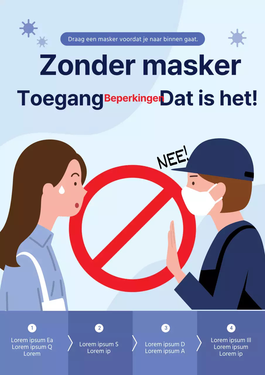 Eenvoudige blauwe geïllustreerde coronavirus preventiegids