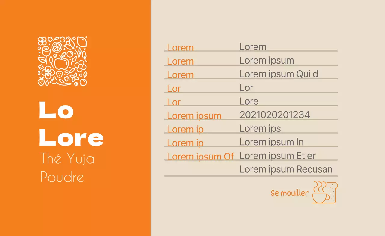 Étiquette de détail de l'étiquette de l'emballage du thé yuzu en poudre